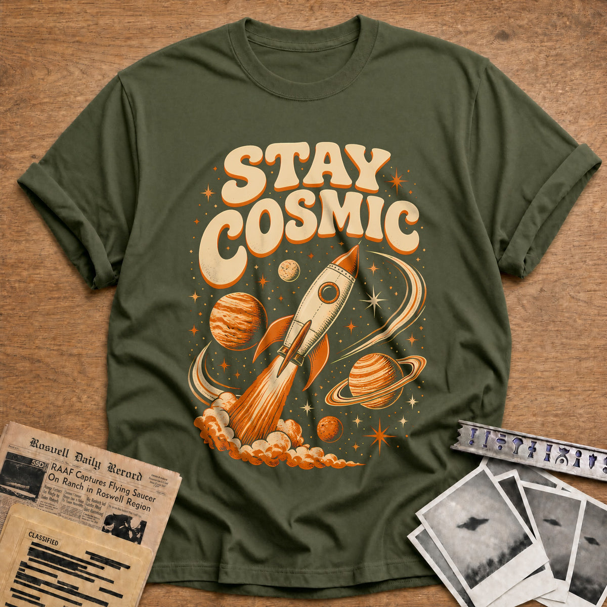 Stay Cosmic 78 T-Shirt - Military Green