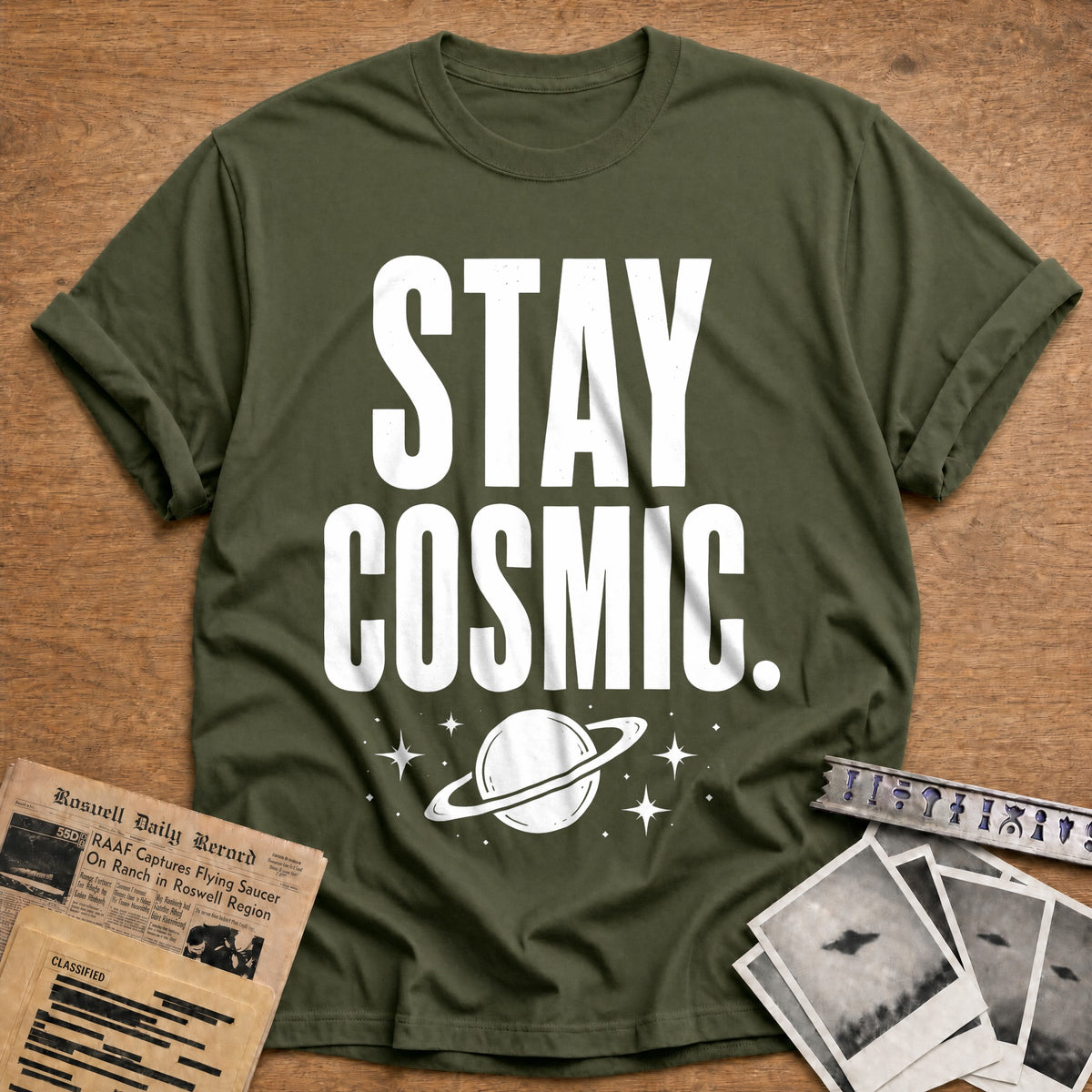 Stay Cosmic 81 T-Shirt - Military Green