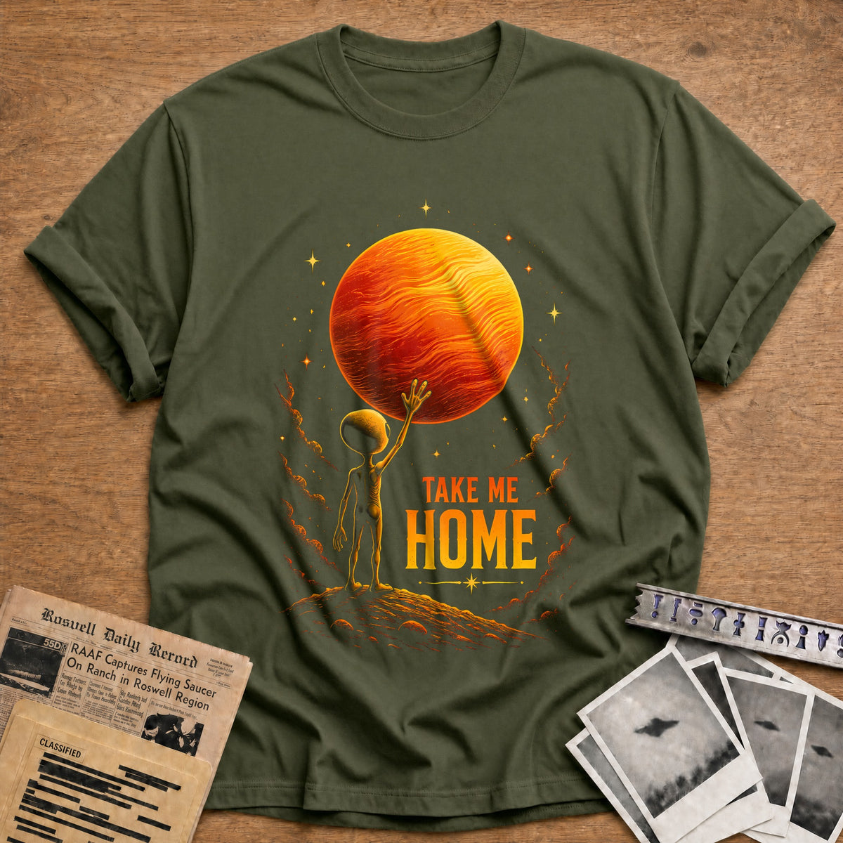 Take Me Home Surreal 53 T-Shirt - Military Green