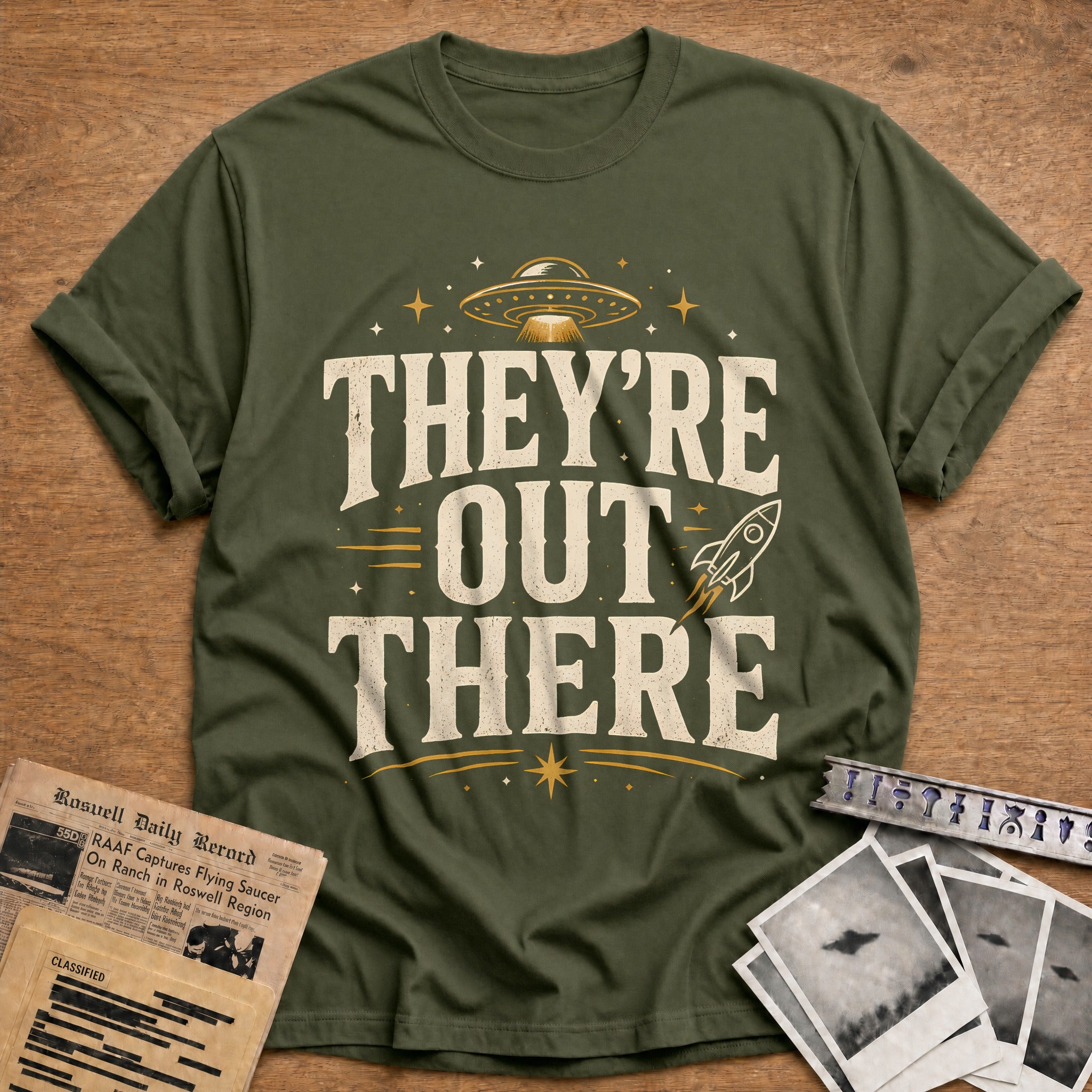 They Re Out There 95 T-Shirt - Military Green