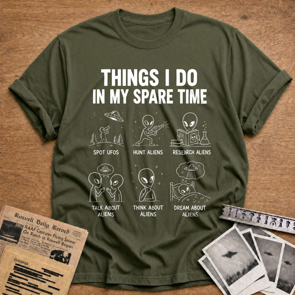 Things I Do In My Spare Time 41 T-Shirt - Military Green
