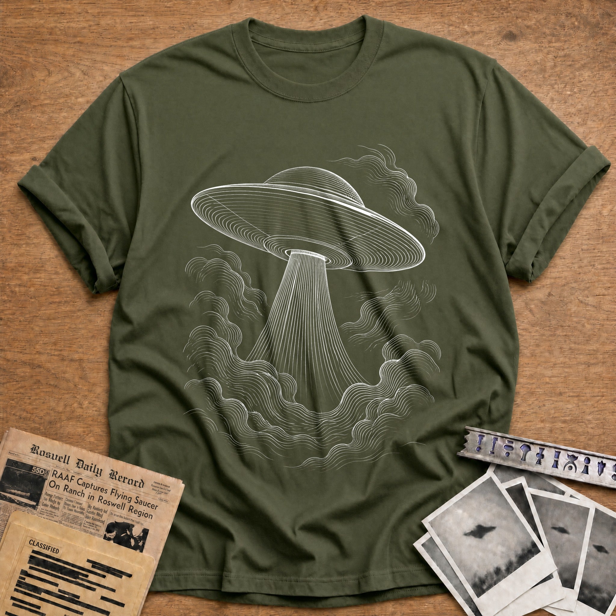 Tractor Beam Descent T-Shirt - Military Green