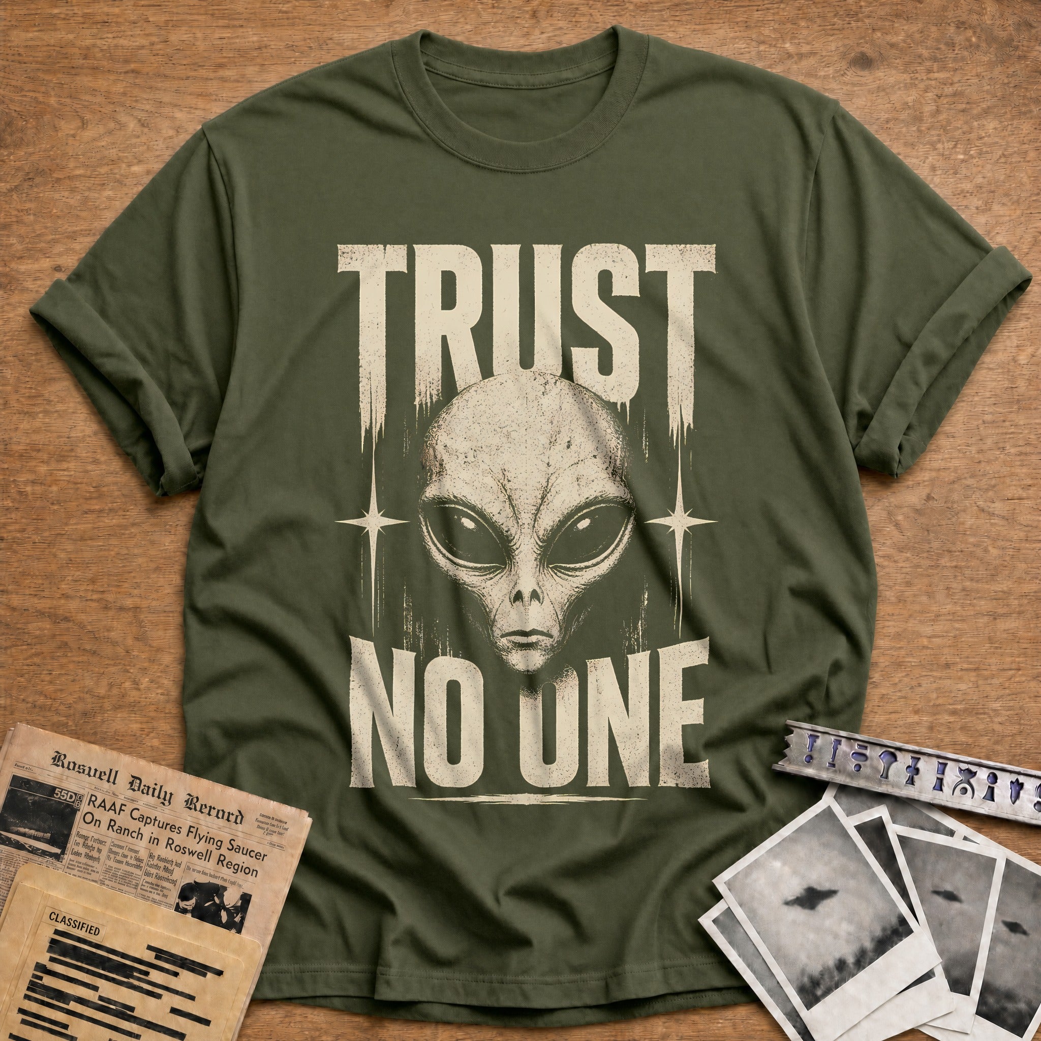Trust No One T-Shirt - Military Green