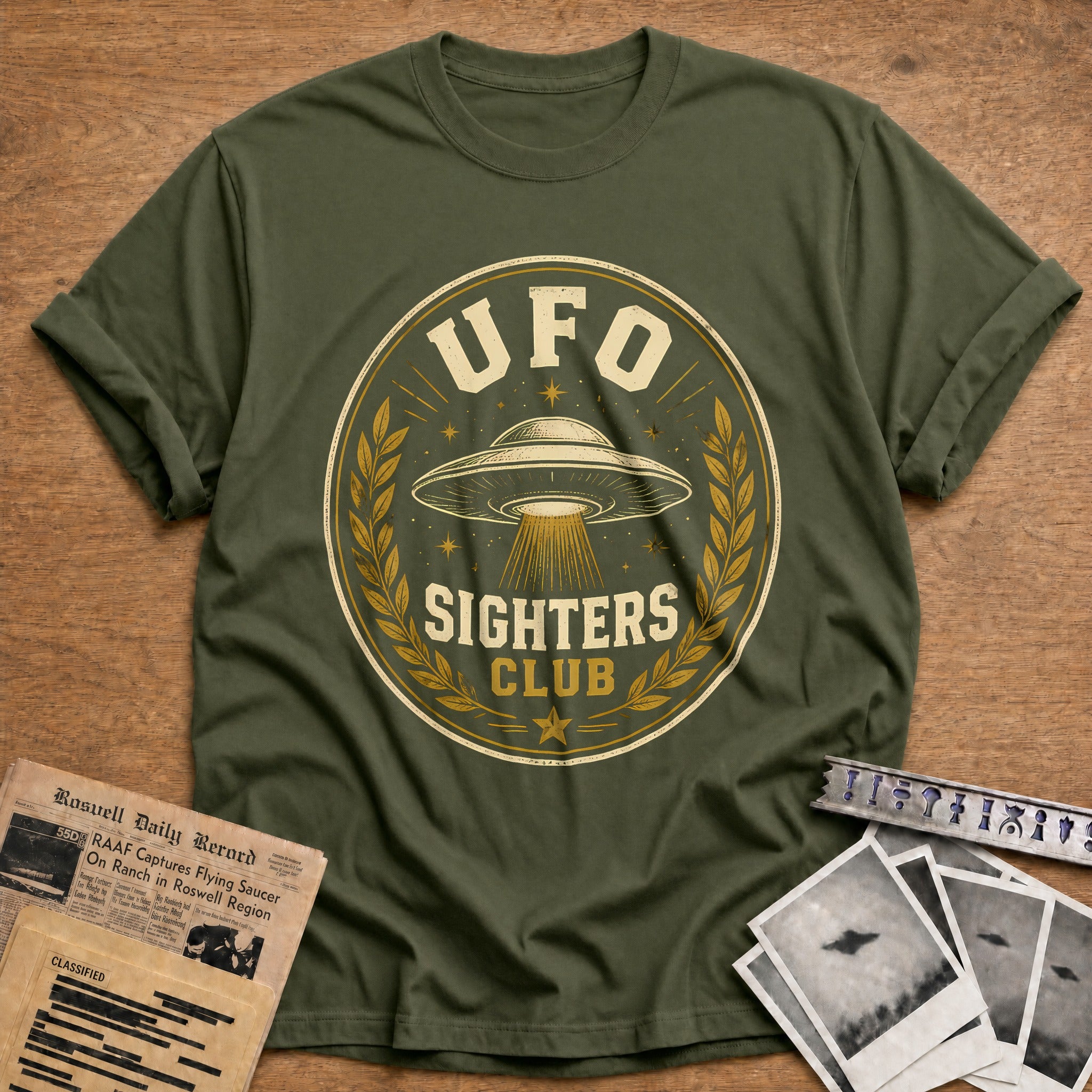 UFO Sighters Club T-Shirt - Military Green