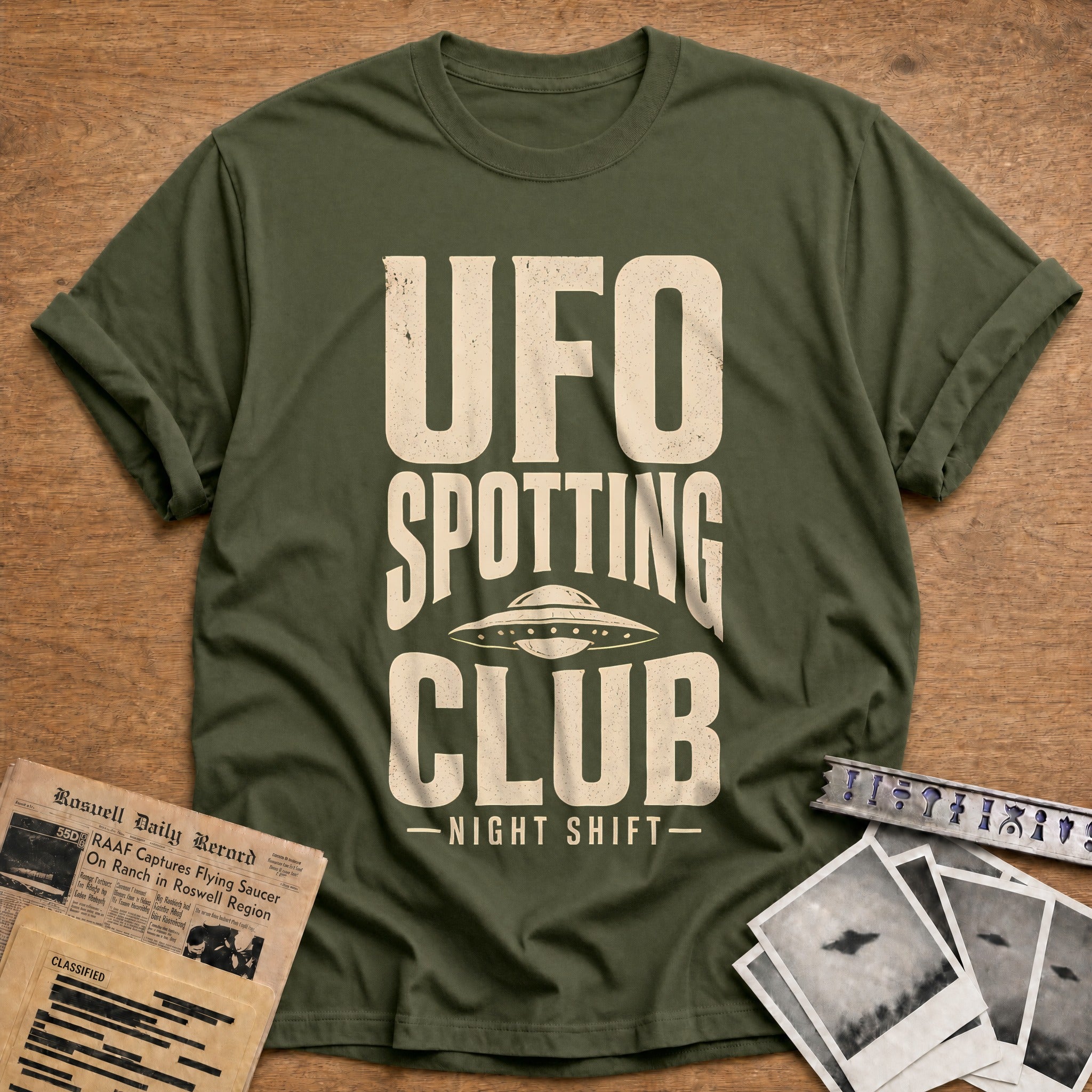 Ufo Spotting Club Night Shift 20 T-Shirt - Military Green