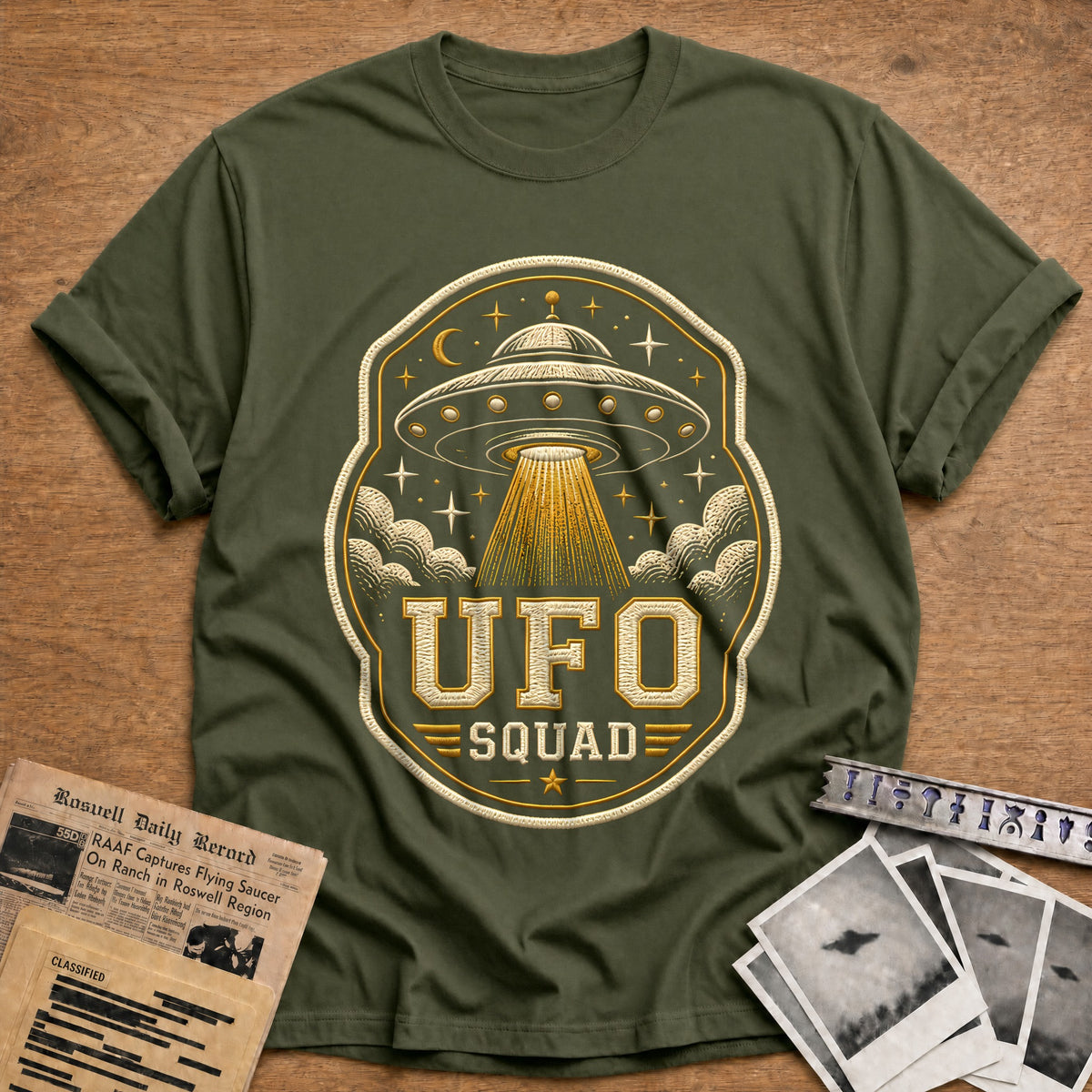 UFO Squad Patch 36 T-Shirt - Military Green