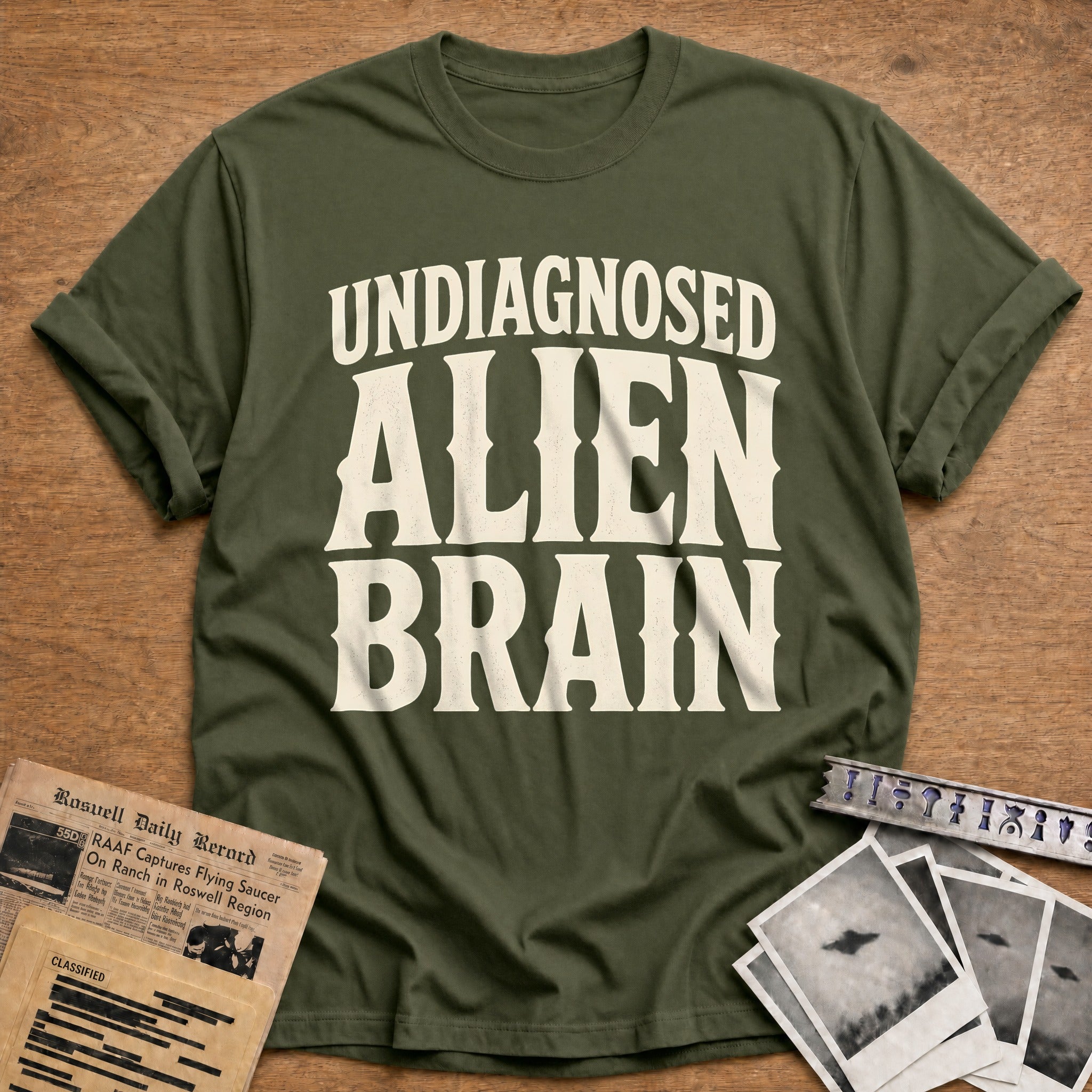 Undiagnosed Alien Brain 49 T-Shirt - Military Green