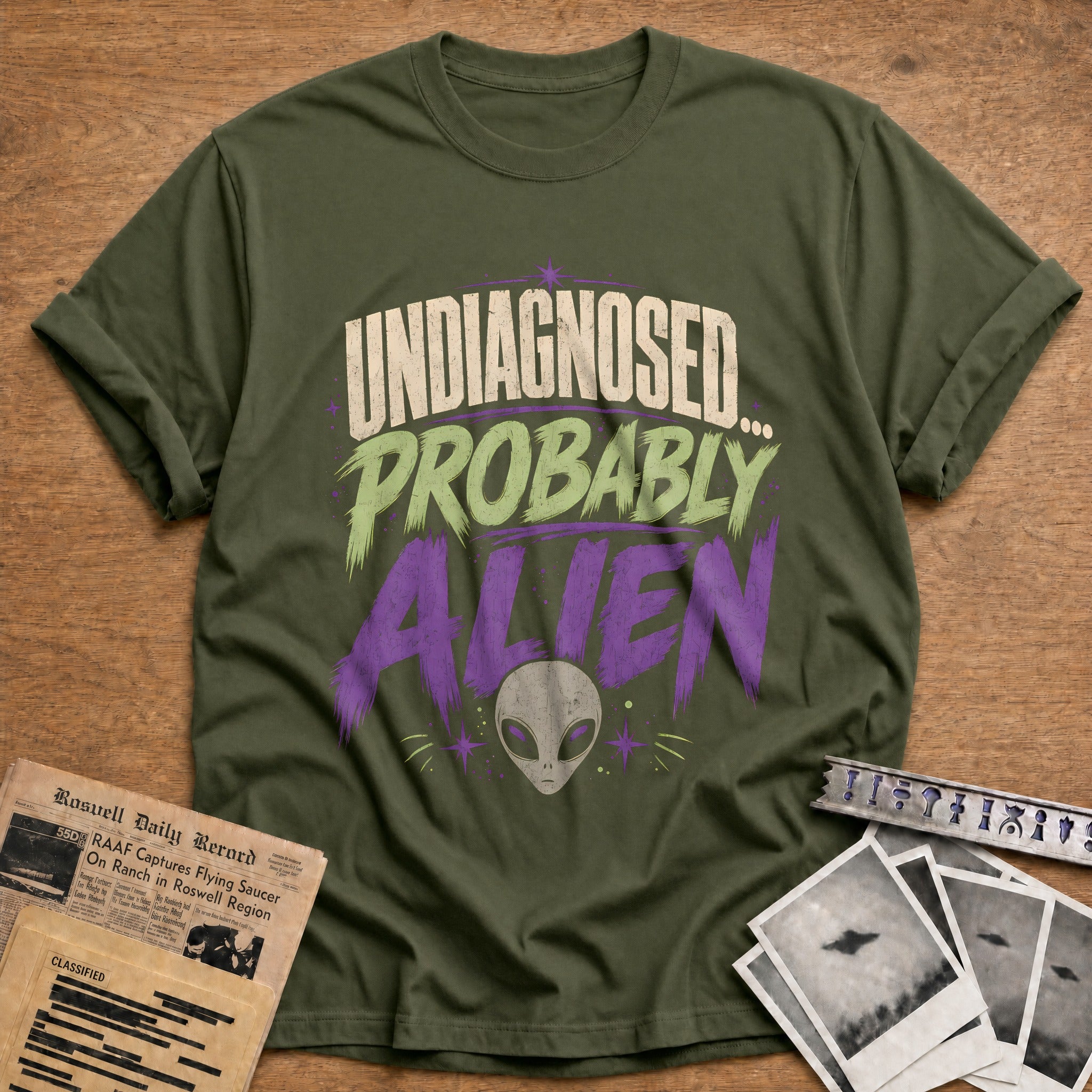 Undiagnosed Probably Alien 41 T-Shirt - Military Green