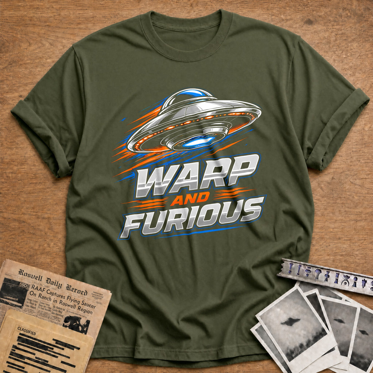 Warp And Furious 98 T-Shirt - Military Green