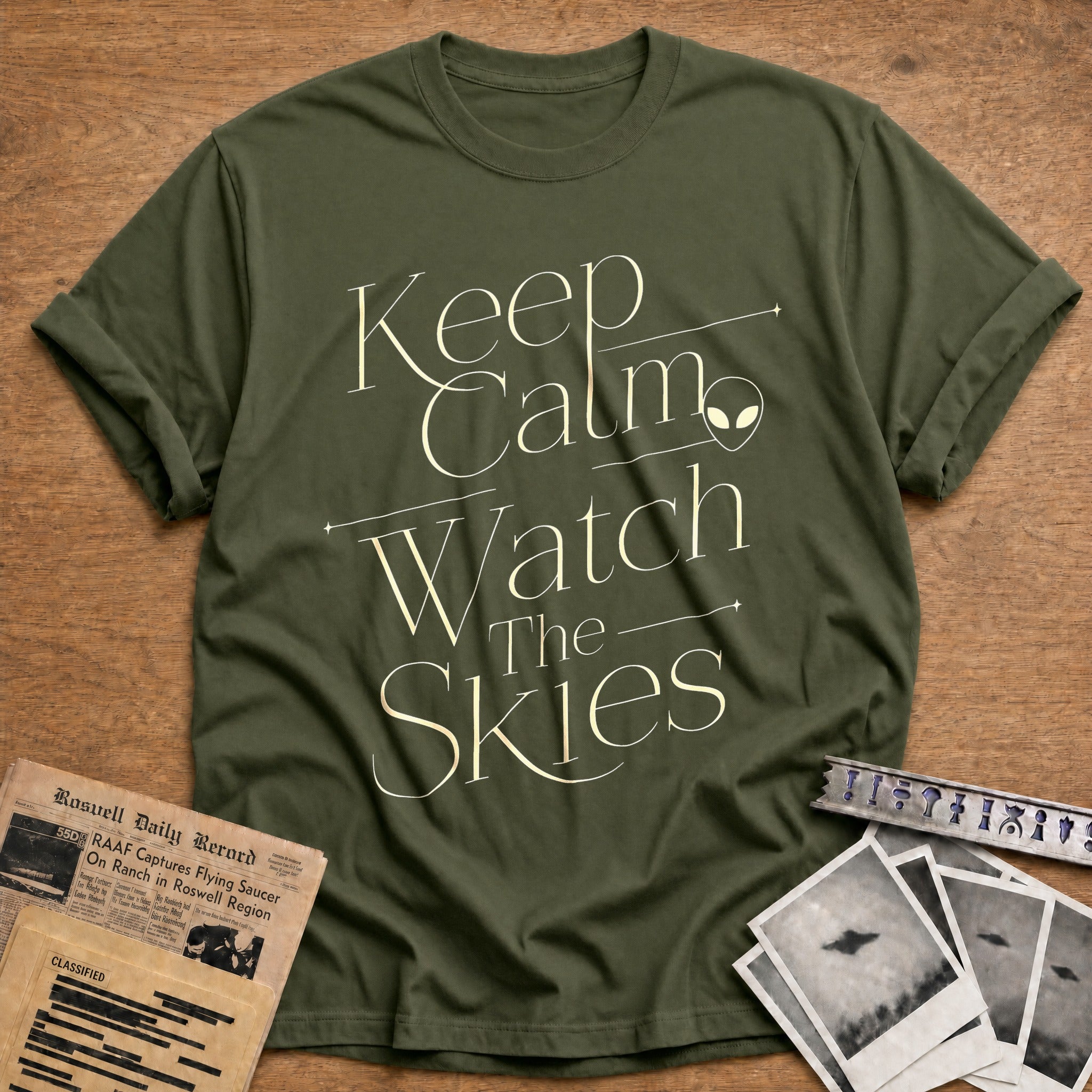 Watch The Skies - Military Green