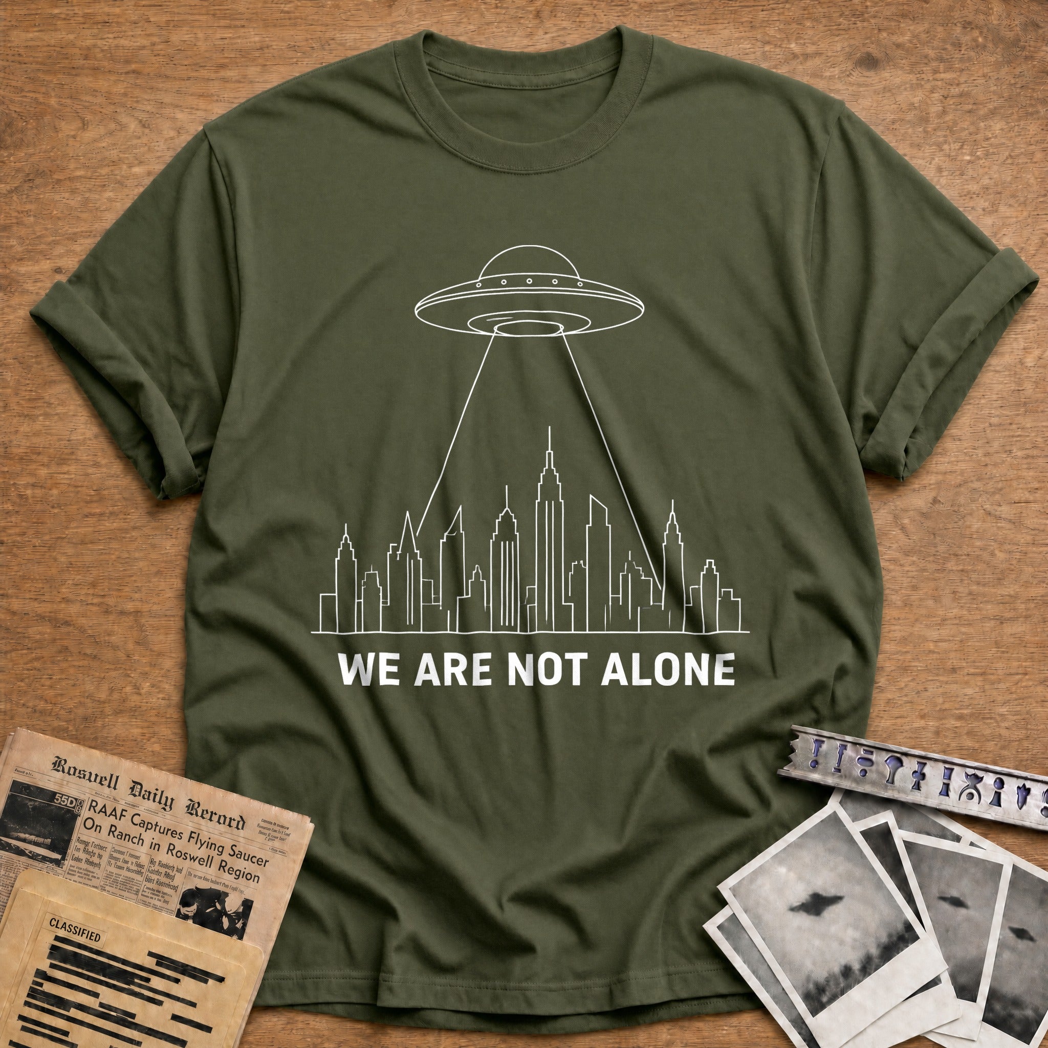 We Are Not Alone 23 T-Shirt - Military Green