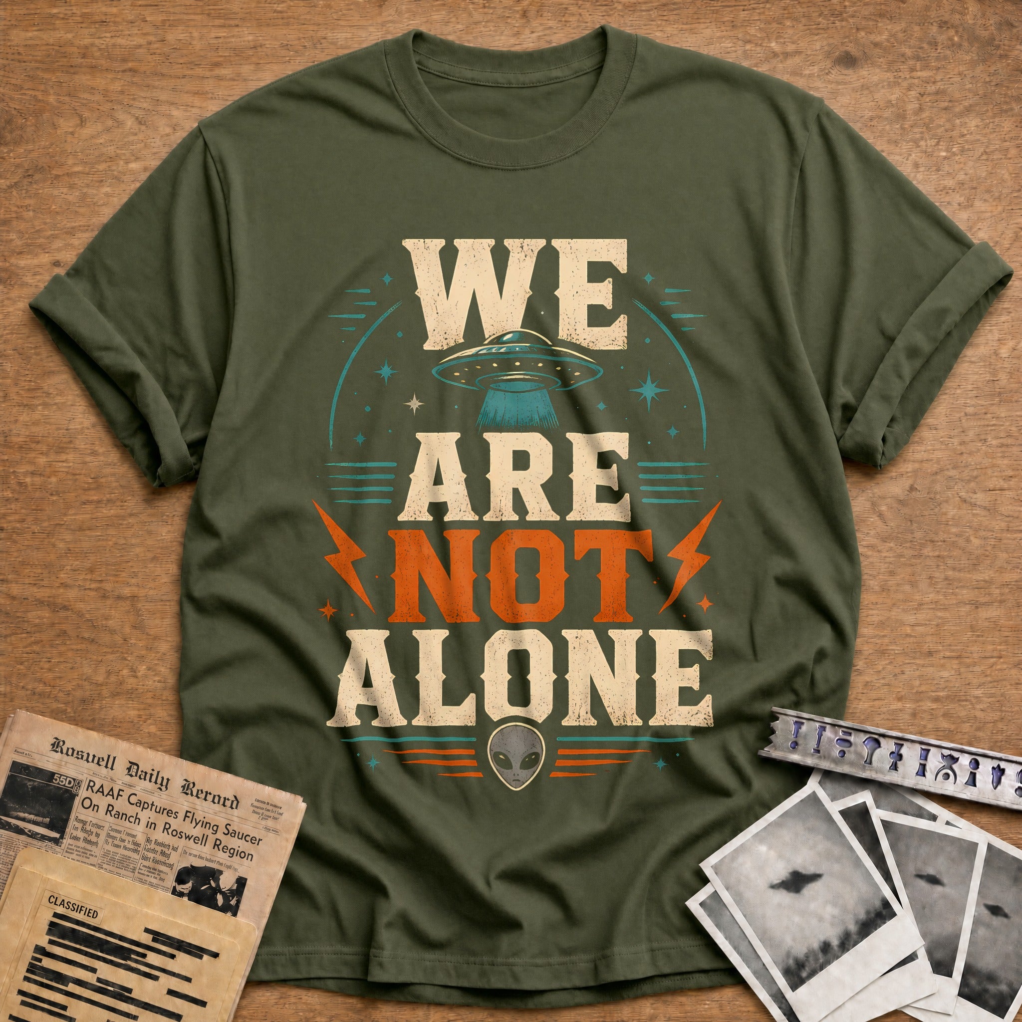 We Are Not Alone 24 T-Shirt - Military Green