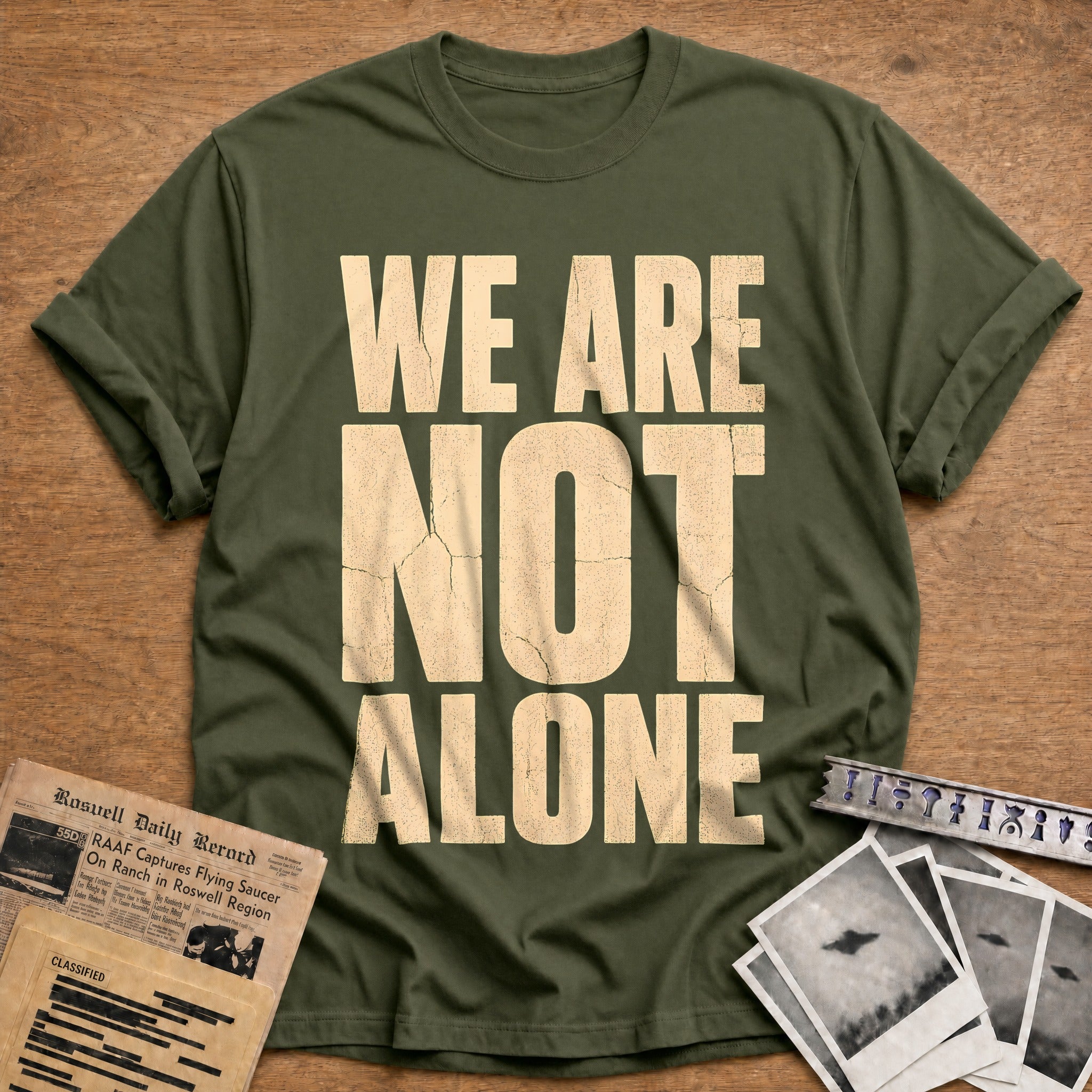 We Are Not Alone 38 T-Shirt - Military Green