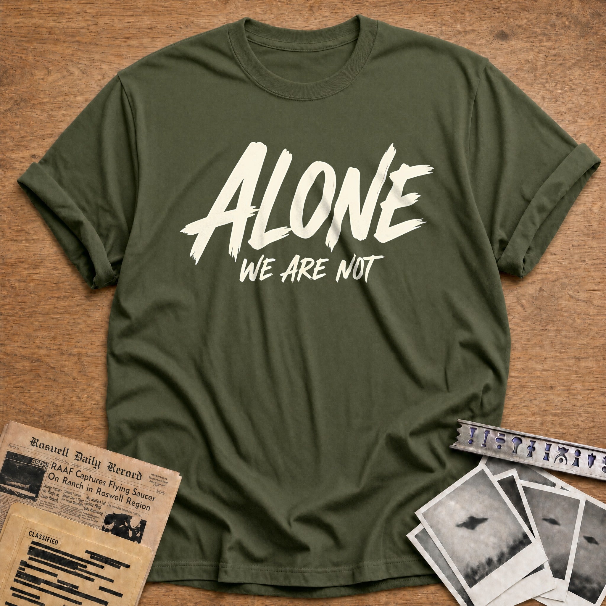We Are Not Alone 47 T-Shirt - Military Green