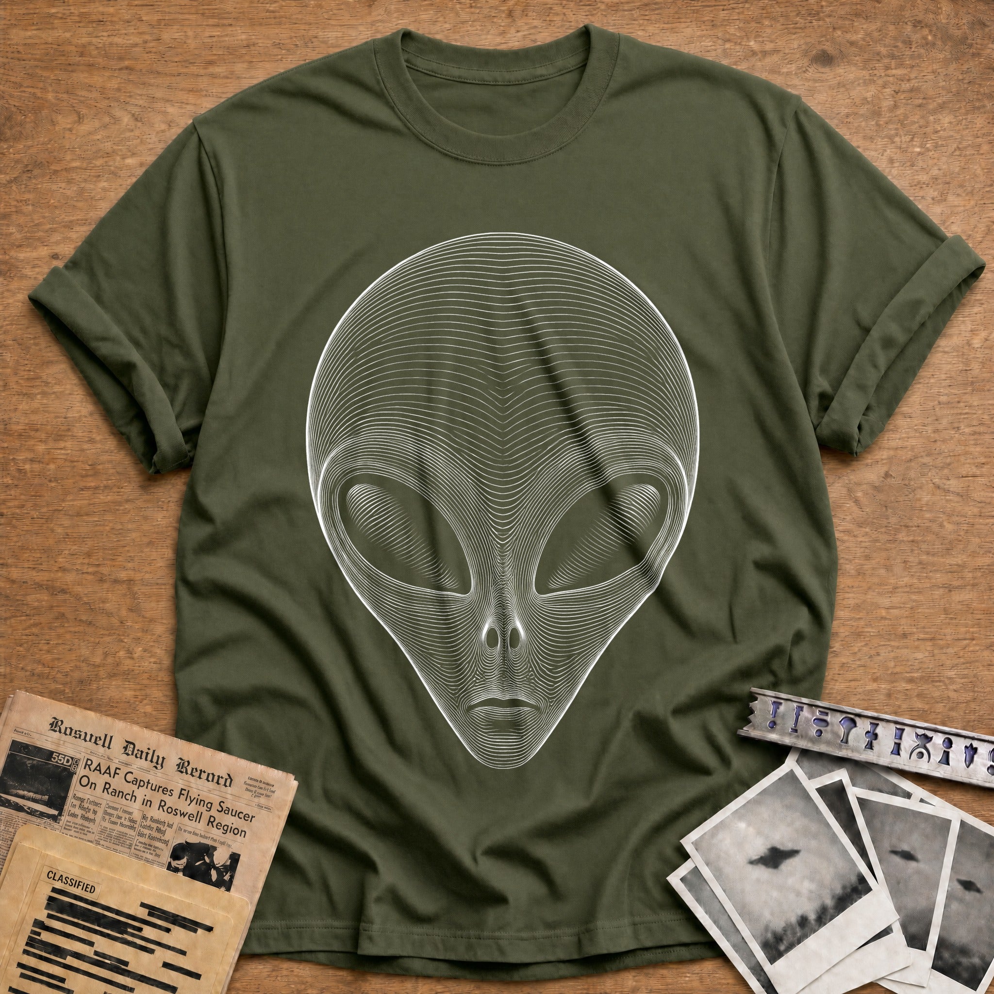 Wide Eyed Wonder T-Shirt - Military Green