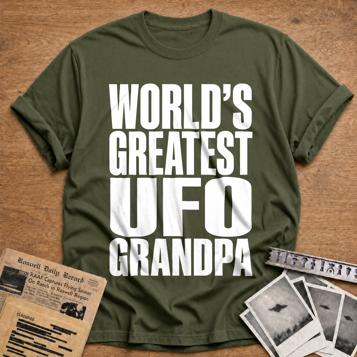 World's Greatest UFO Grandpa 52 T-Shirt - Military Green
