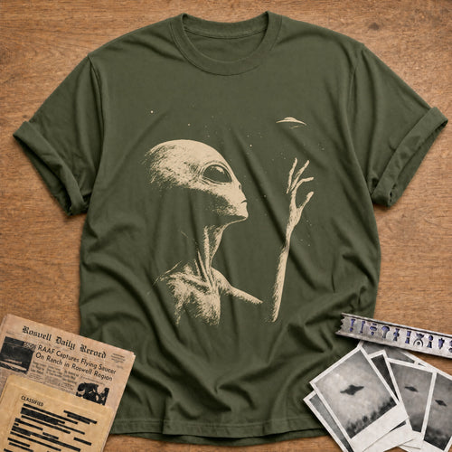 alien ufo space vintage - Military Green