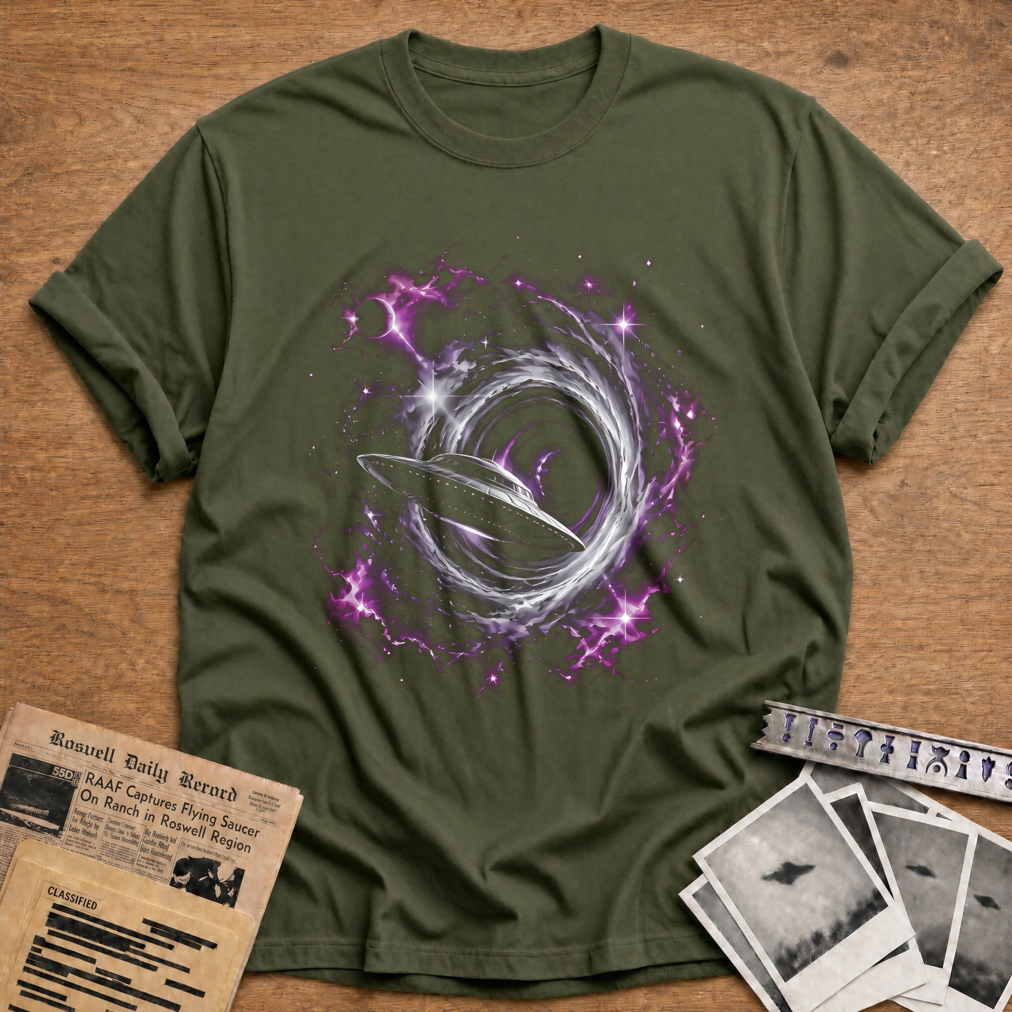 black hole galaxy purple space - Military Green
