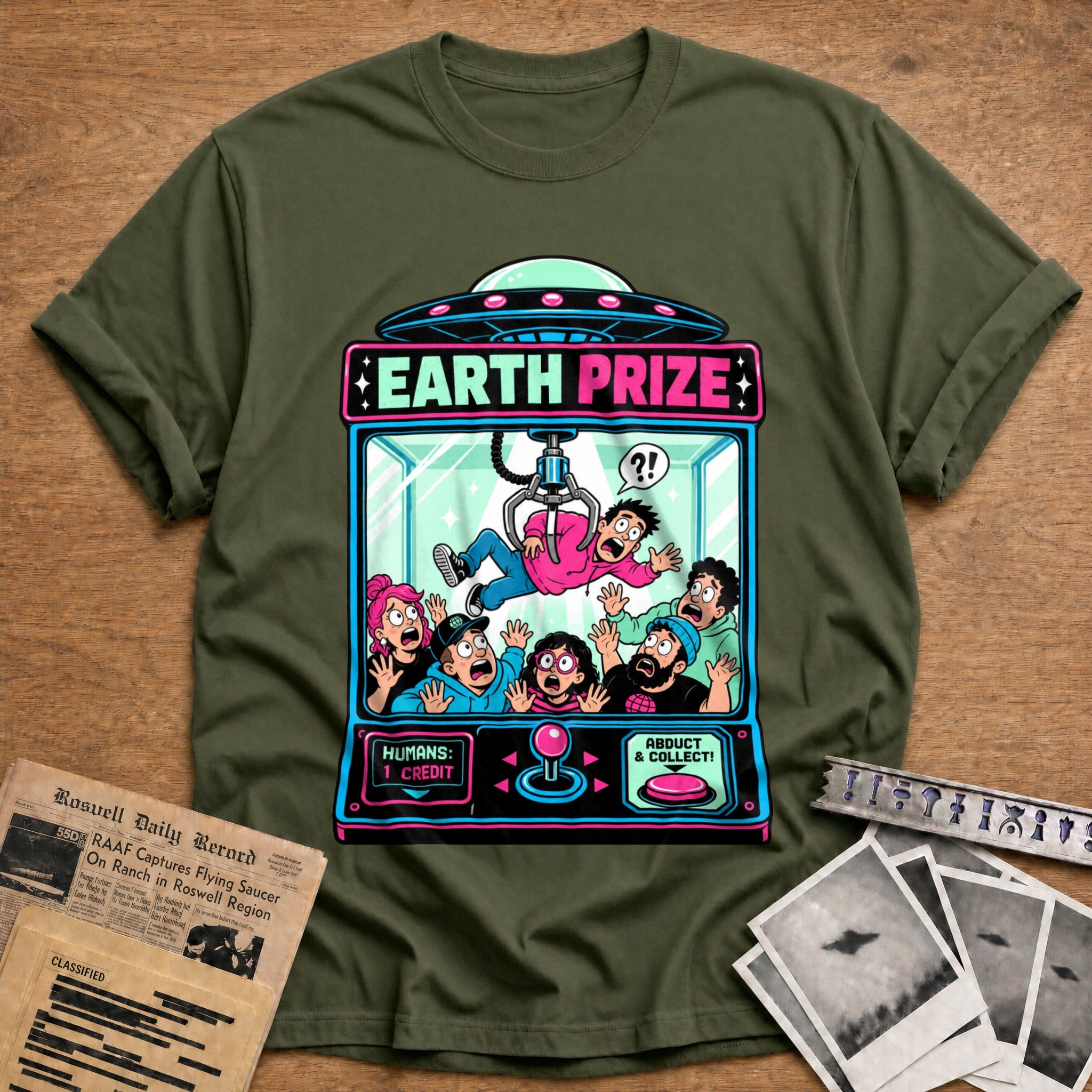 earth prize humans abduct funny - Military Green