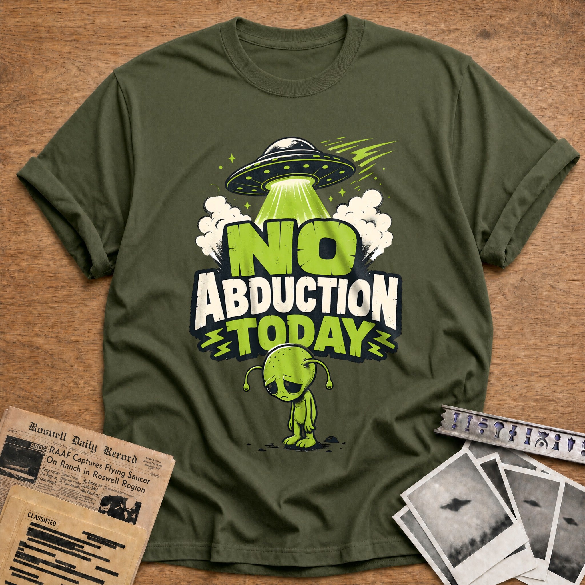 no abduction alien ufo funny - Military Green