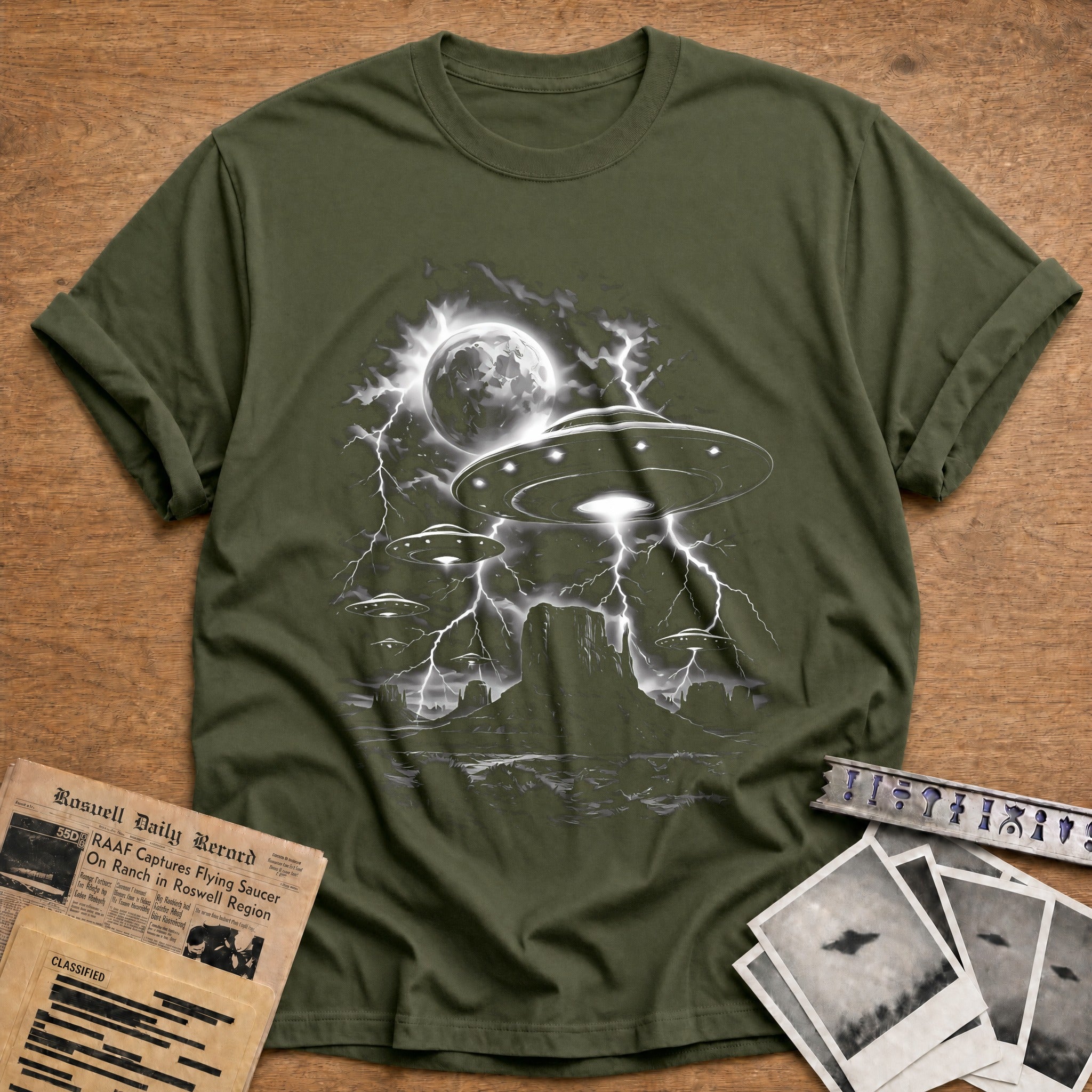 ufo invasion desert sci fi - Military Green