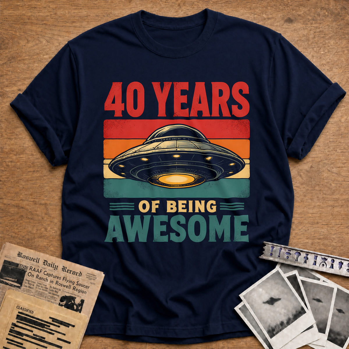 40 Being Awesome T-Shirt - Navy