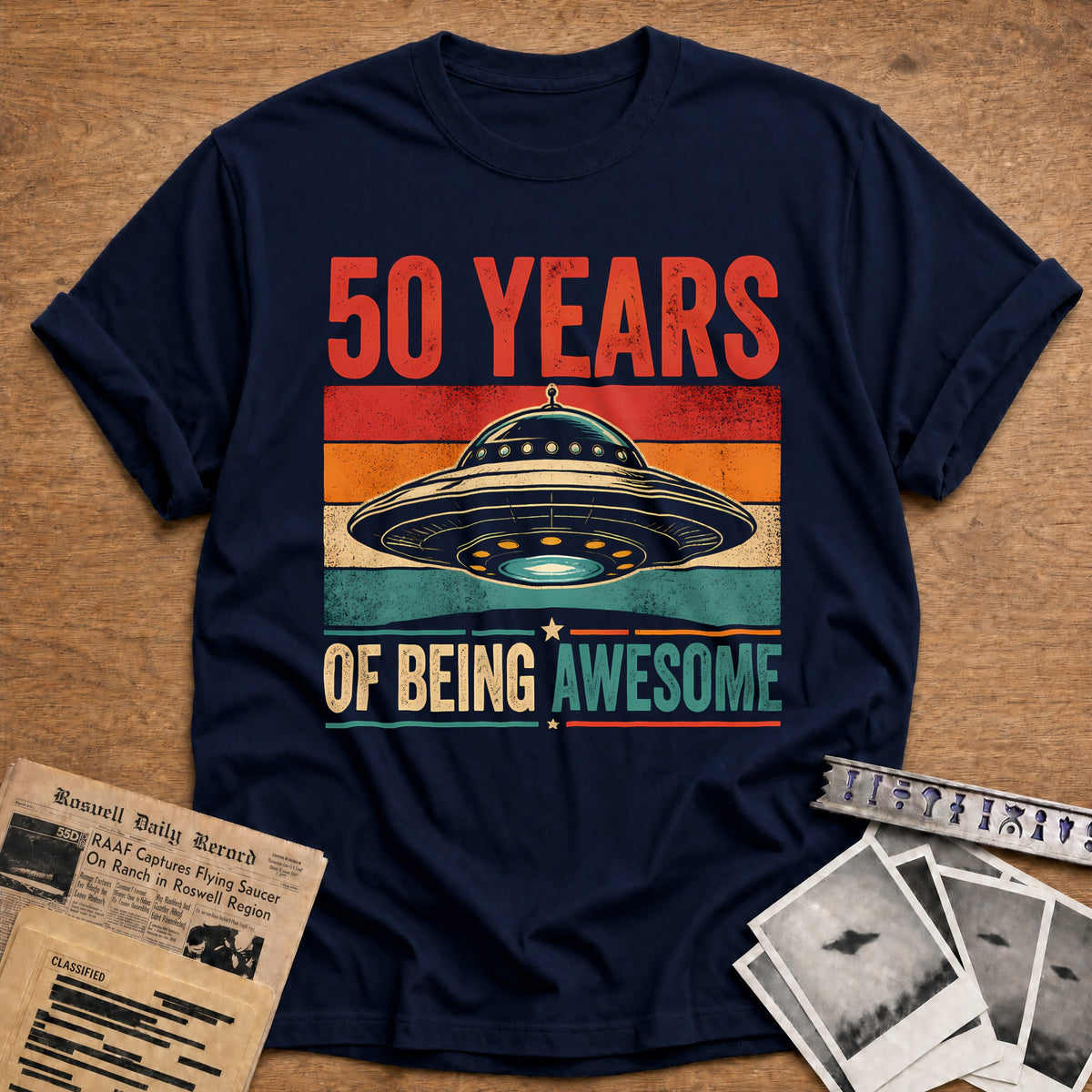 50 Being Awesome T-Shirt - Navy