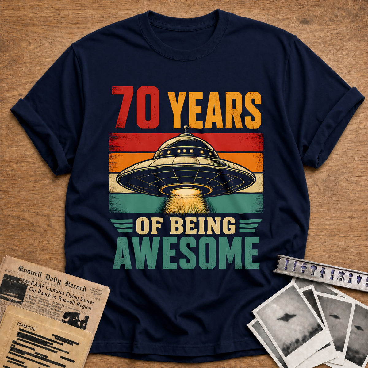 70 Being Awesome T-Shirt - Navy