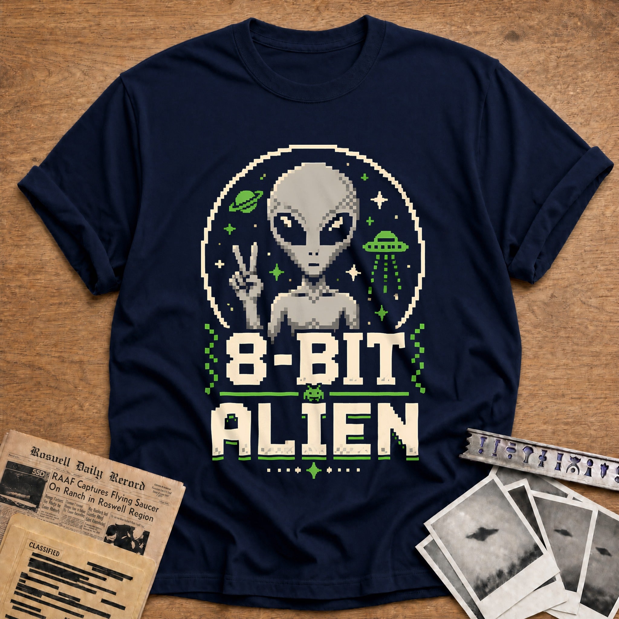 8-Bit Alien Alien T-Shirt - Navy