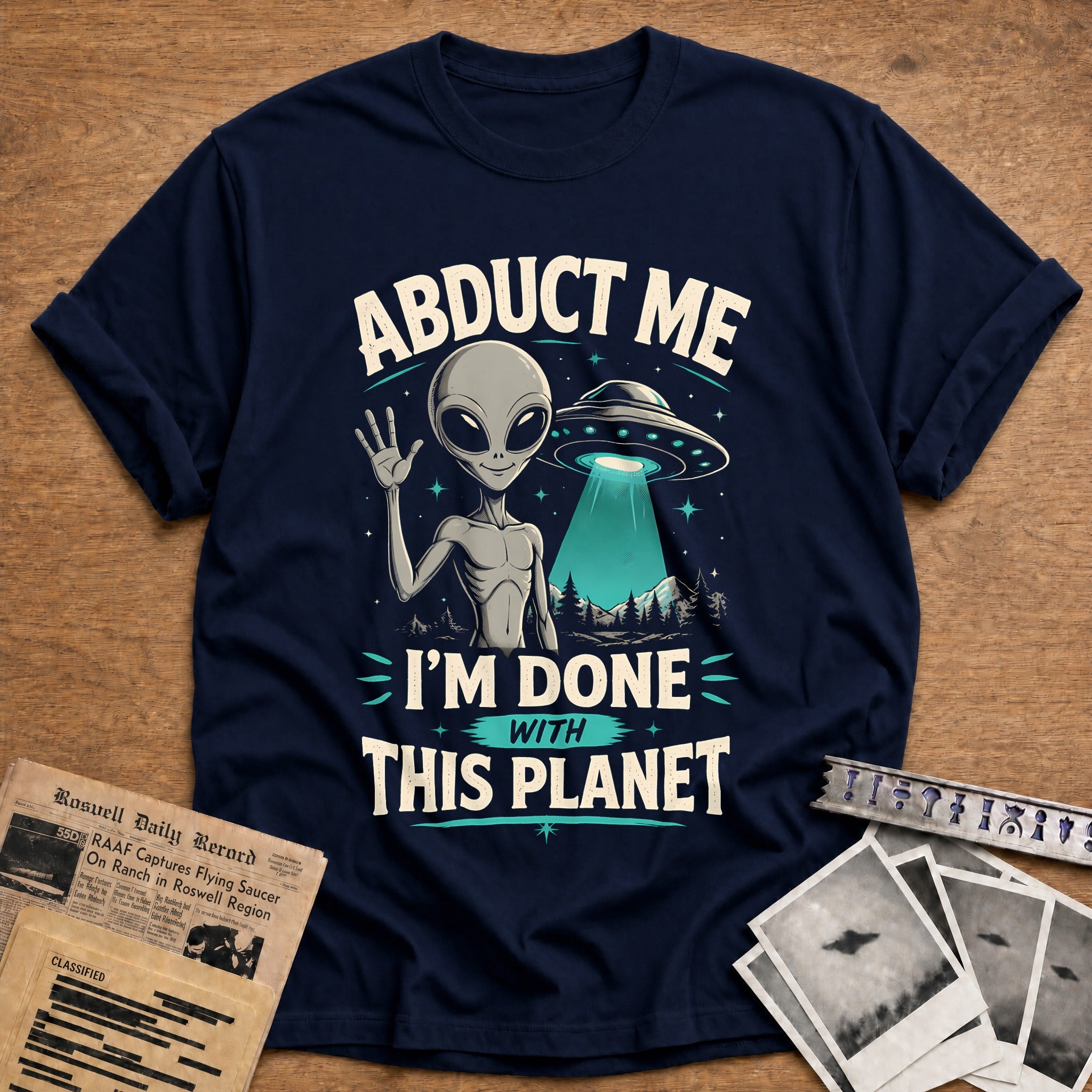 Abduct Me Done Planet 65 T-Shirt - Navy