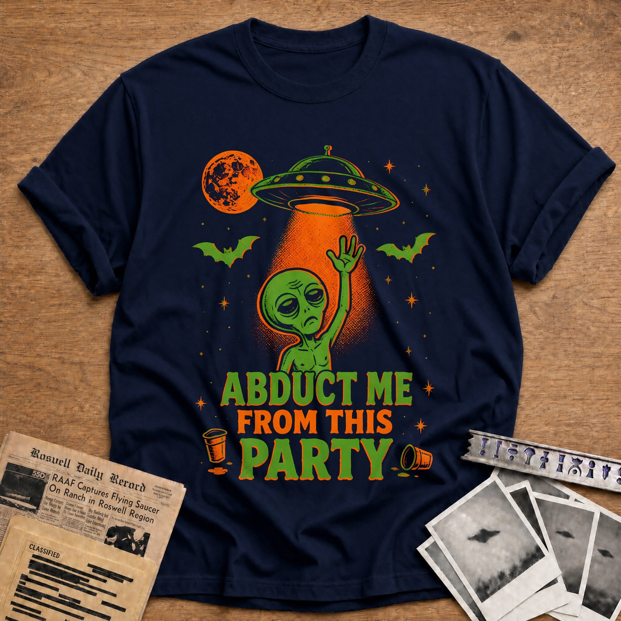 Abduct Me From This Party 70 T-Shirt - Navy