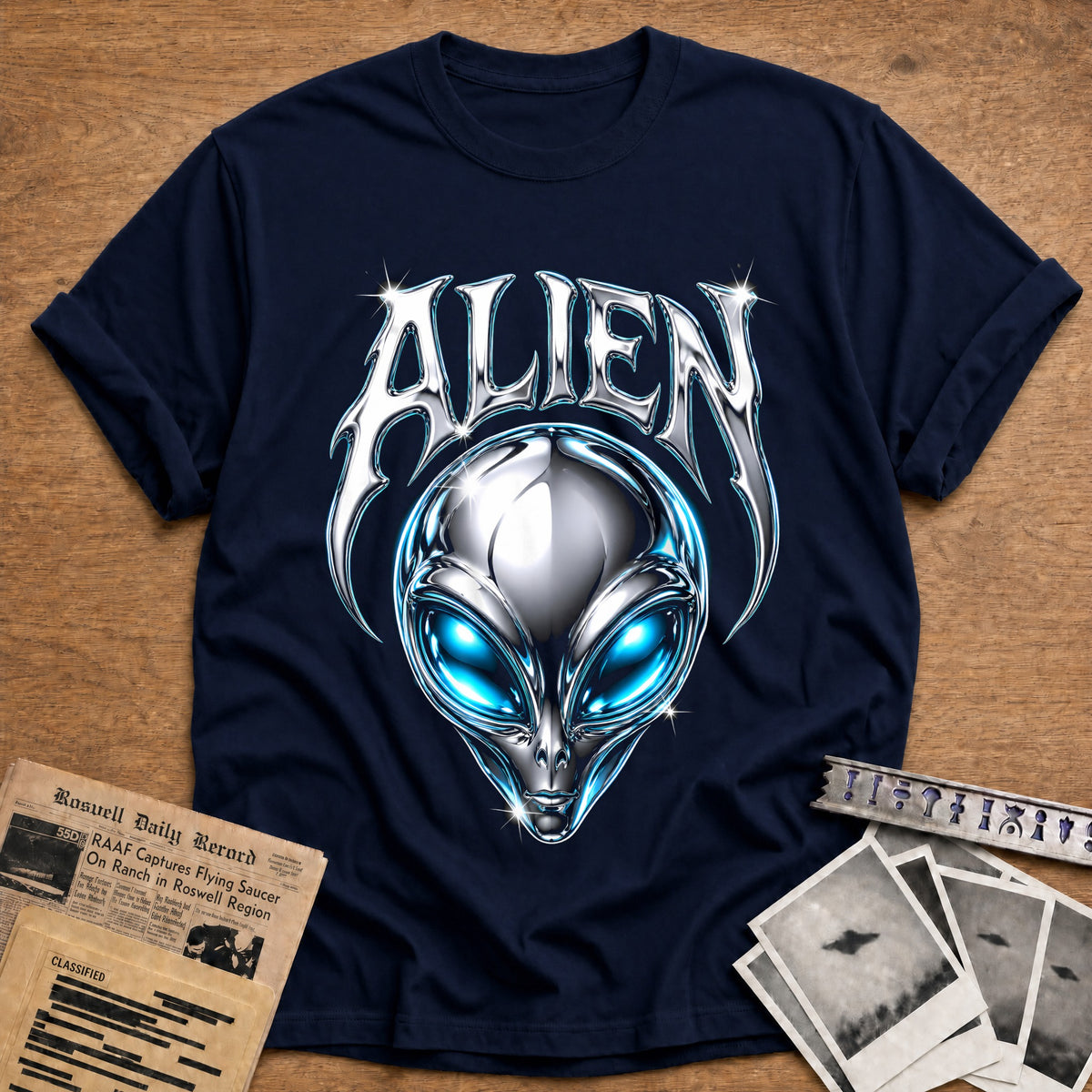 Alien Chrome Y2K 94 T-Shirt - Navy