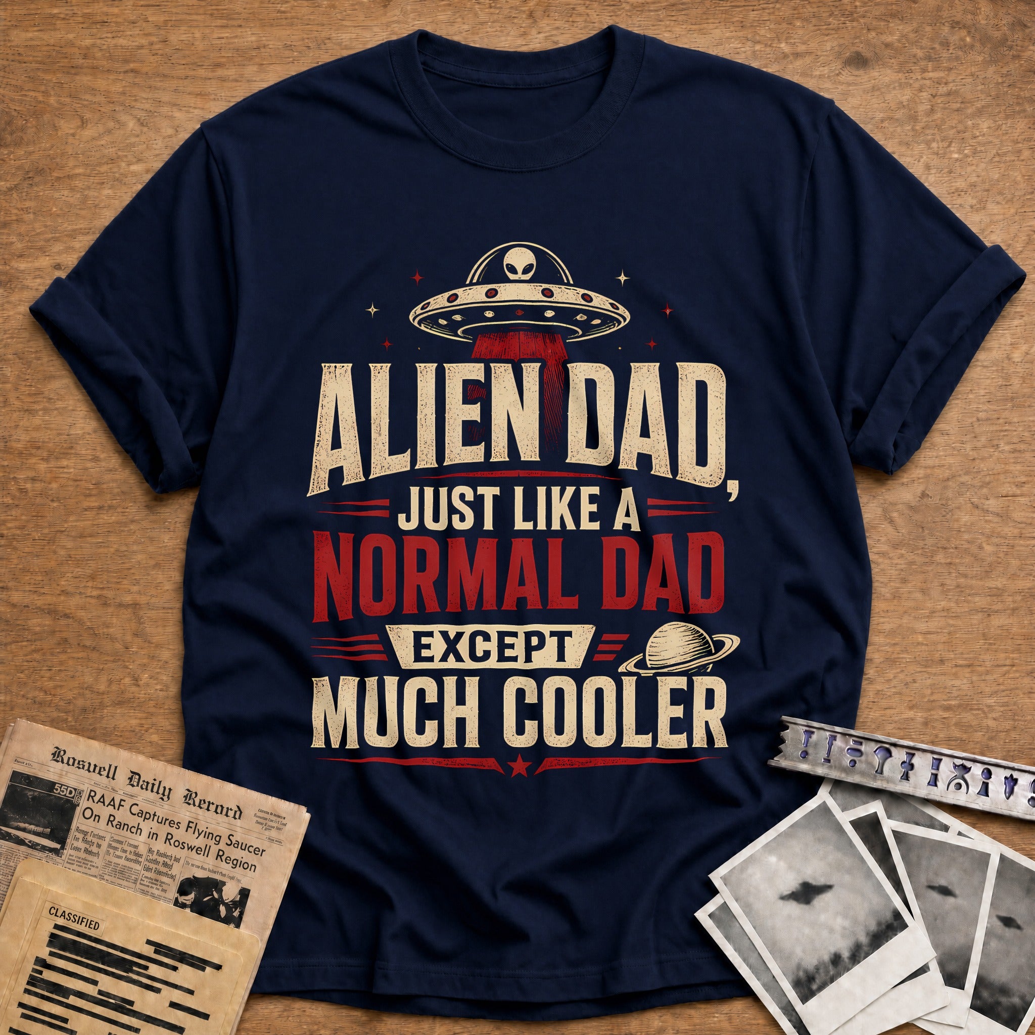 Alien Dad Just Like A Normal Dad Except Much Cooler 16 T-Shirt - Navy