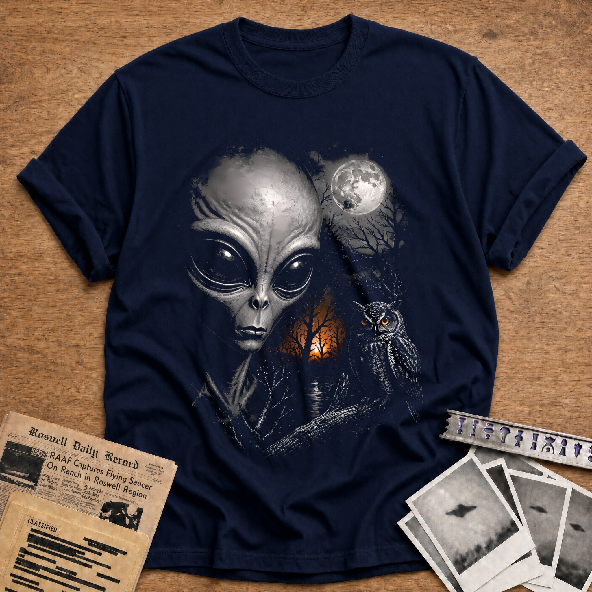 Alien Owl Autumn Trees 17 - Navy