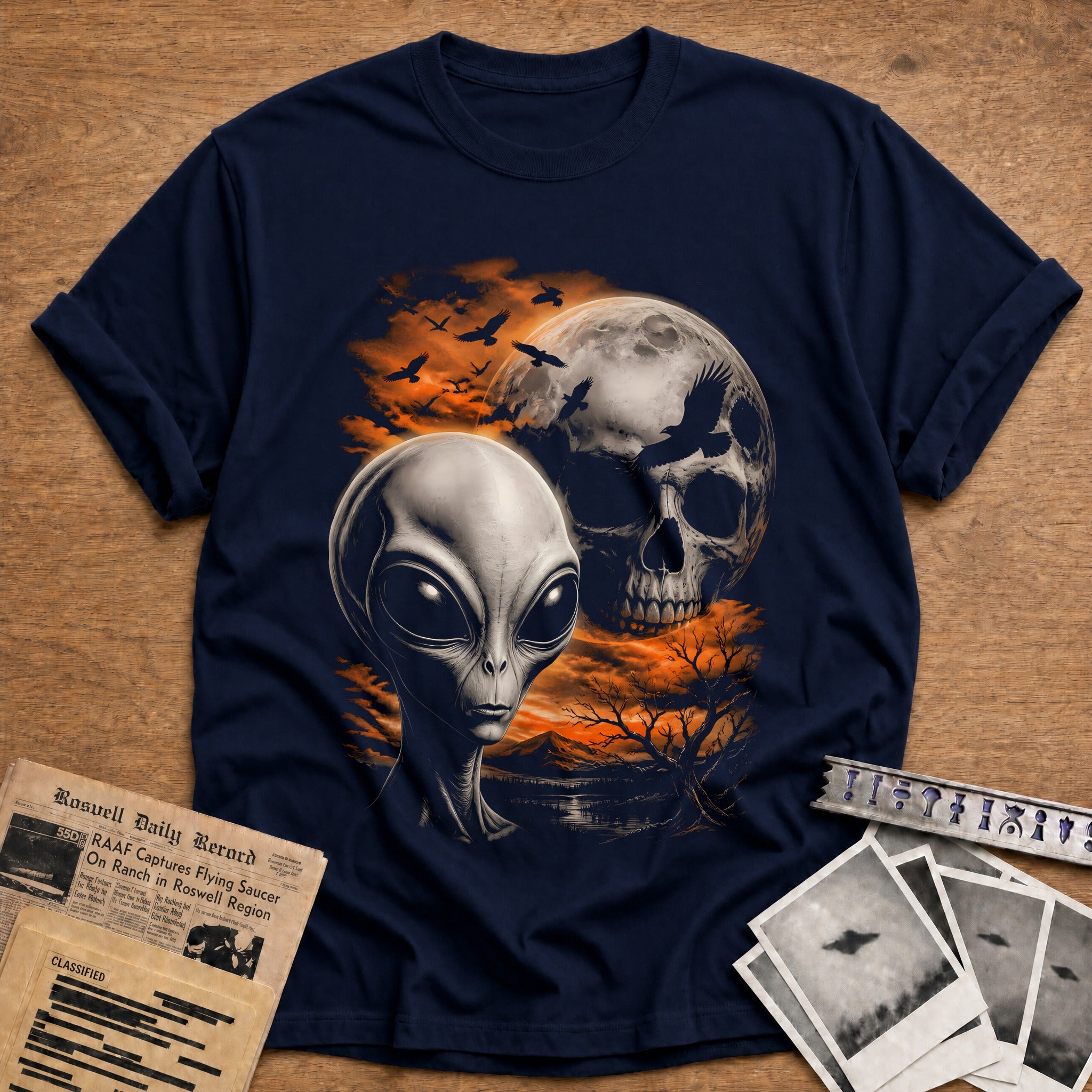Alien Skull Moon Crows 16 - Navy