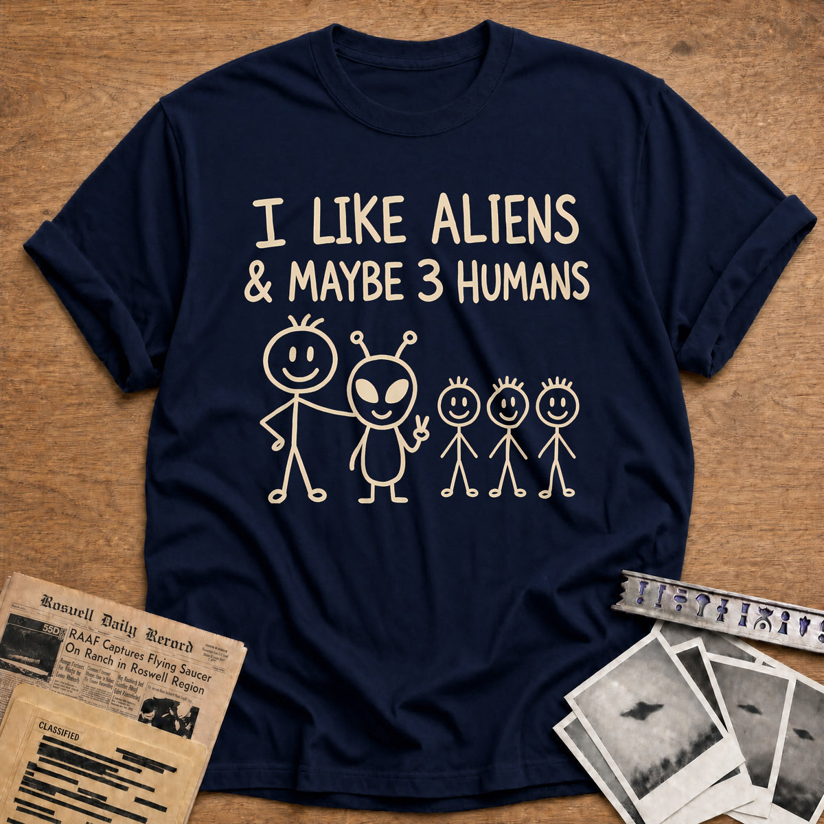 Aliens 3 Humans 55 T-Shirt - Navy