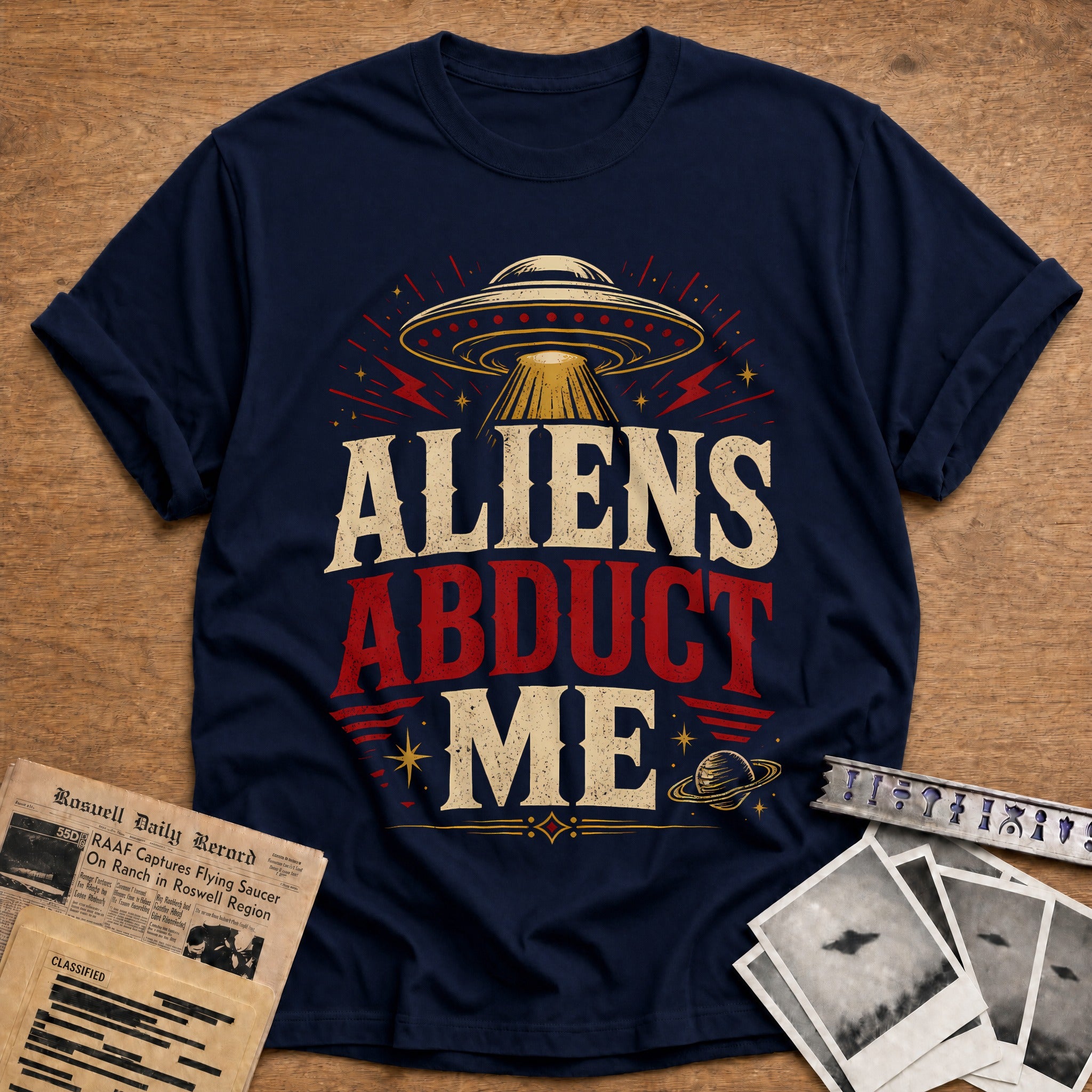 Aliens Abduct Me 57 T-Shirt - Navy