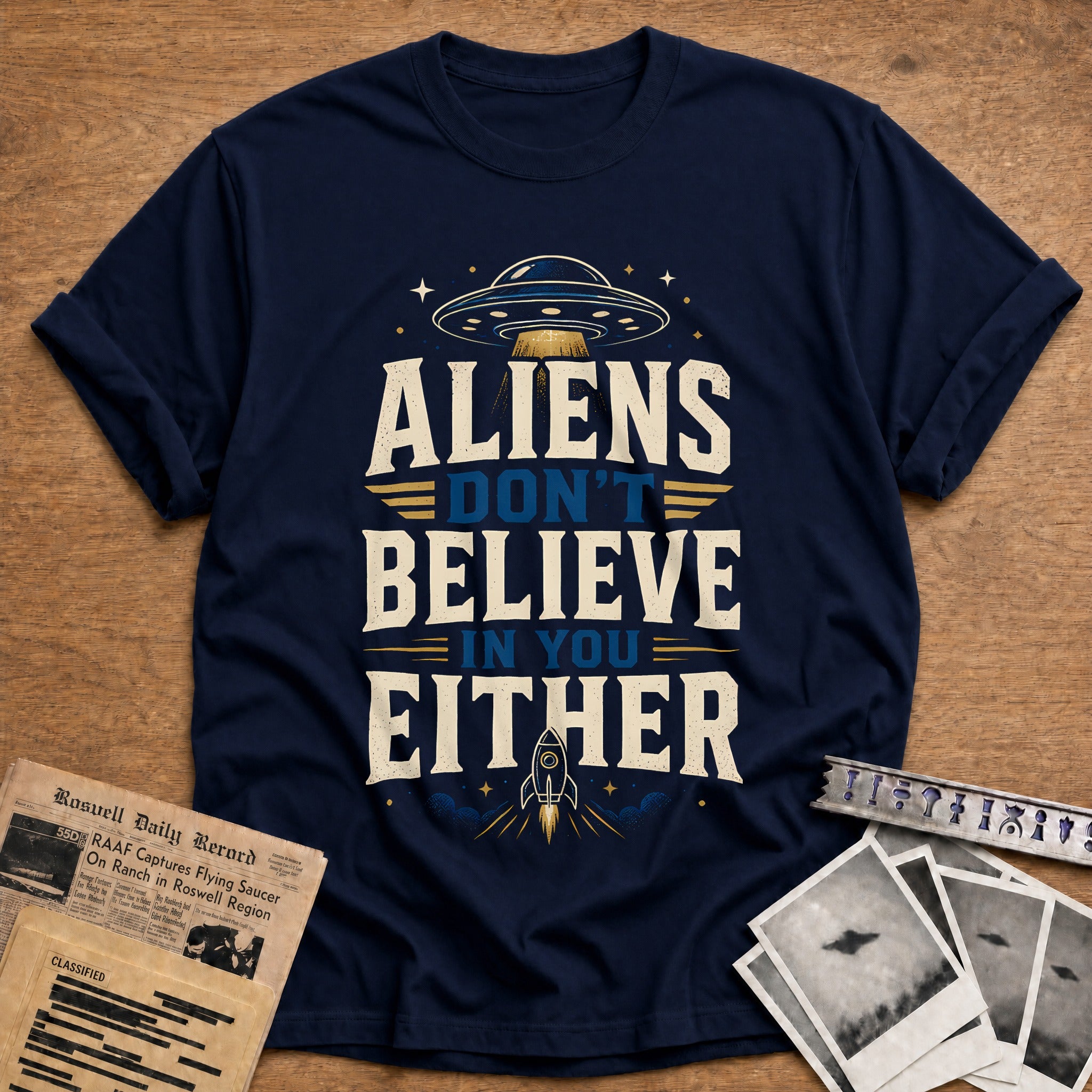 Aliens Don T Believe In You Either 28 T-Shirt - Navy