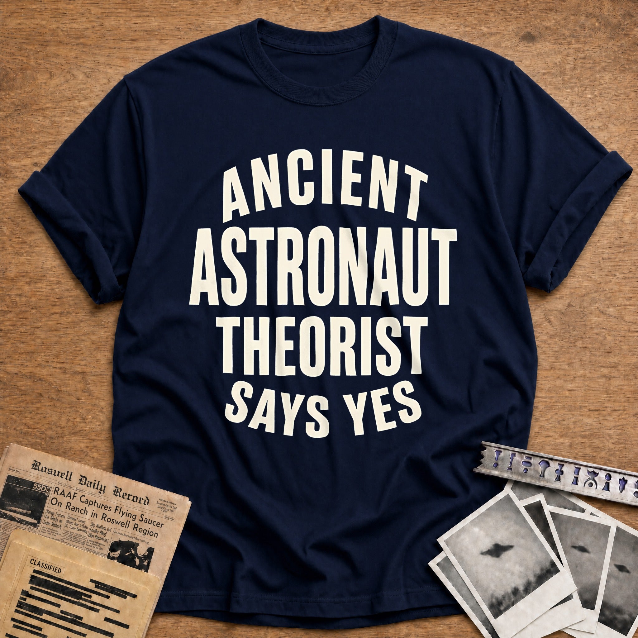 Ancient Astronaut Theorist Says Yes 98 T-Shirt - Navy