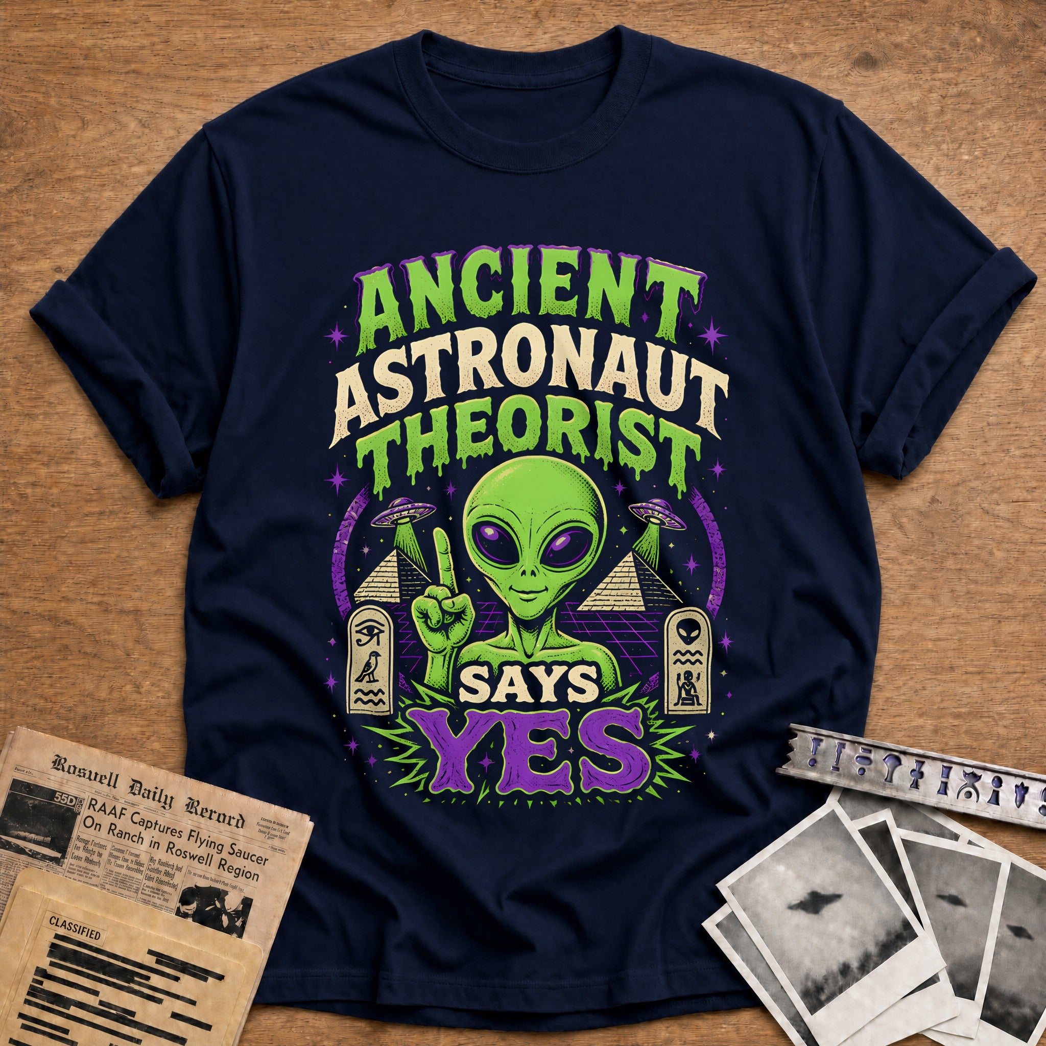 Ancient Astronaut Theorist (2) 80 T-Shirt - Navy