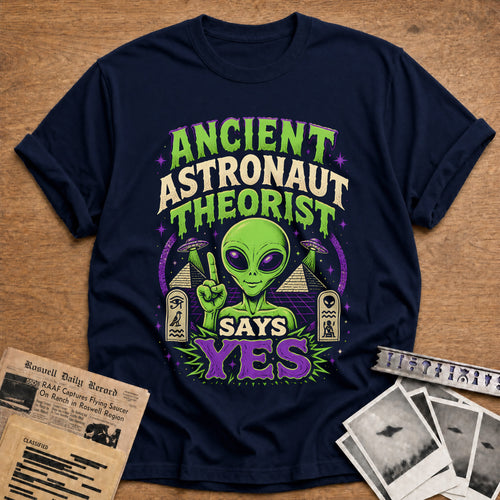 Ancient Astronaut Theorist (2) 80 T-Shirt - Navy