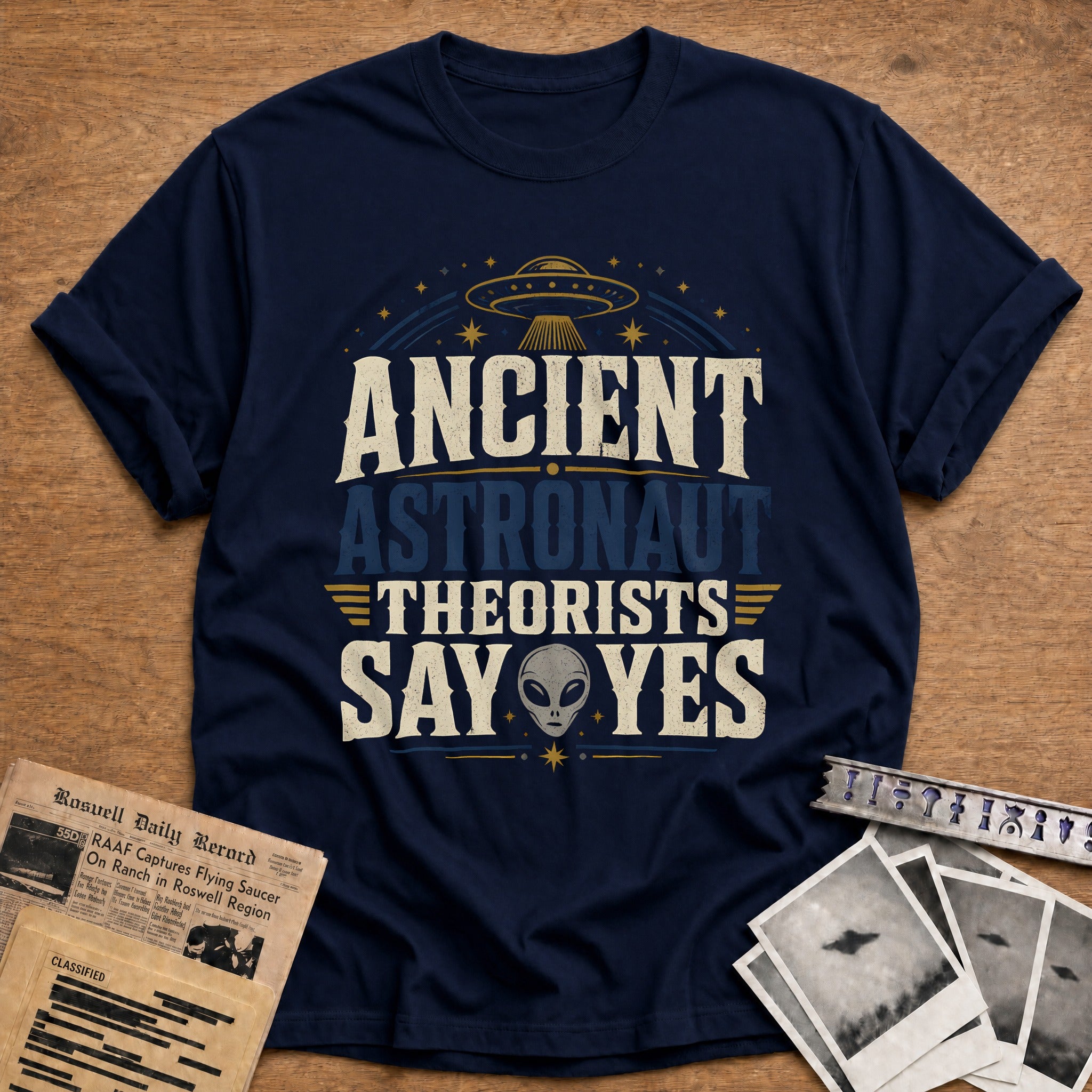 Ancient Astronaut Theorists Say Yes 89 T-Shirt - Navy