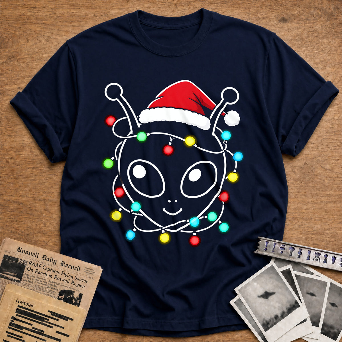 Antennae Alien Christmas Lights 98 T-Shirt - Navy