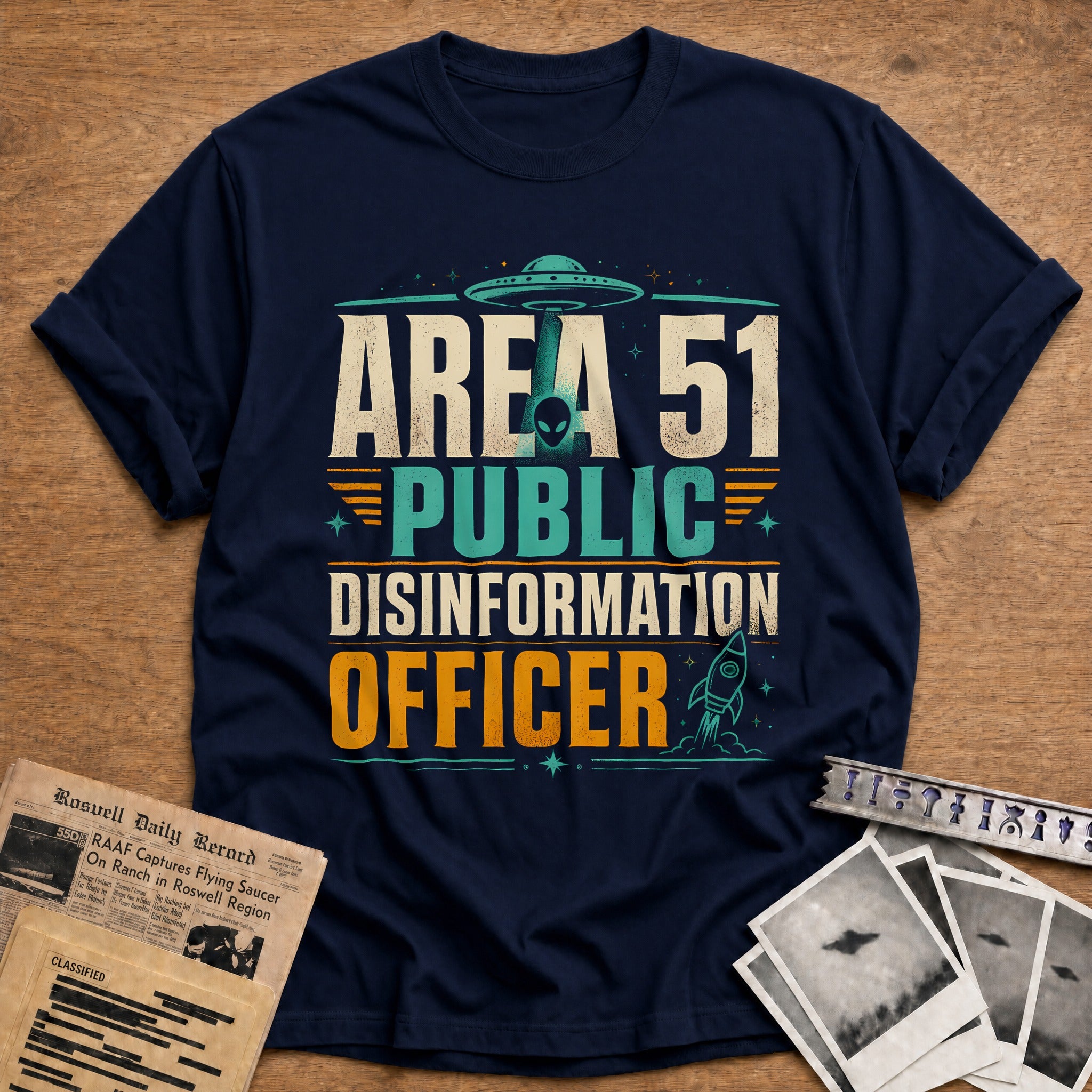 Area 51 Public Disinformation Officer 36 T-Shirt - Navy