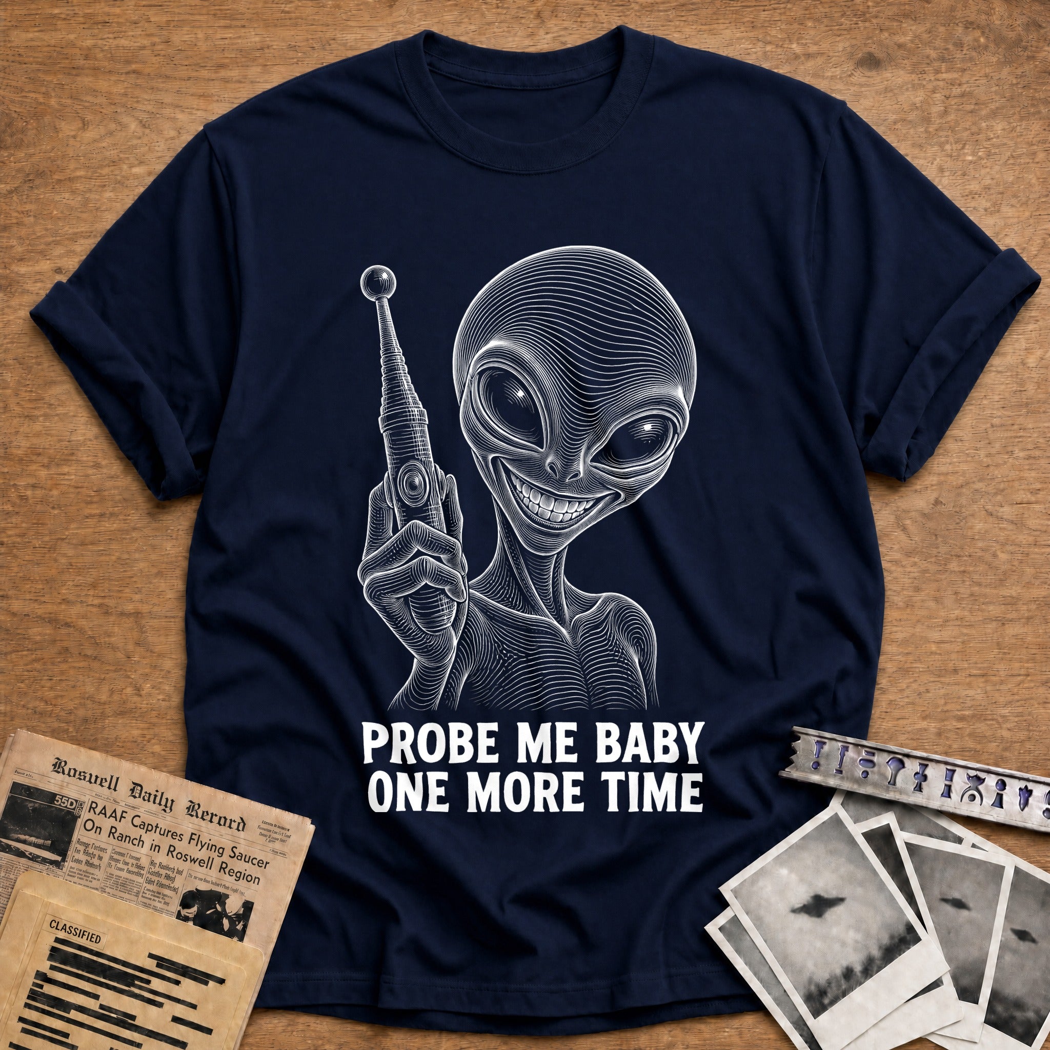 Armed and Curious T-Shirt - Navy