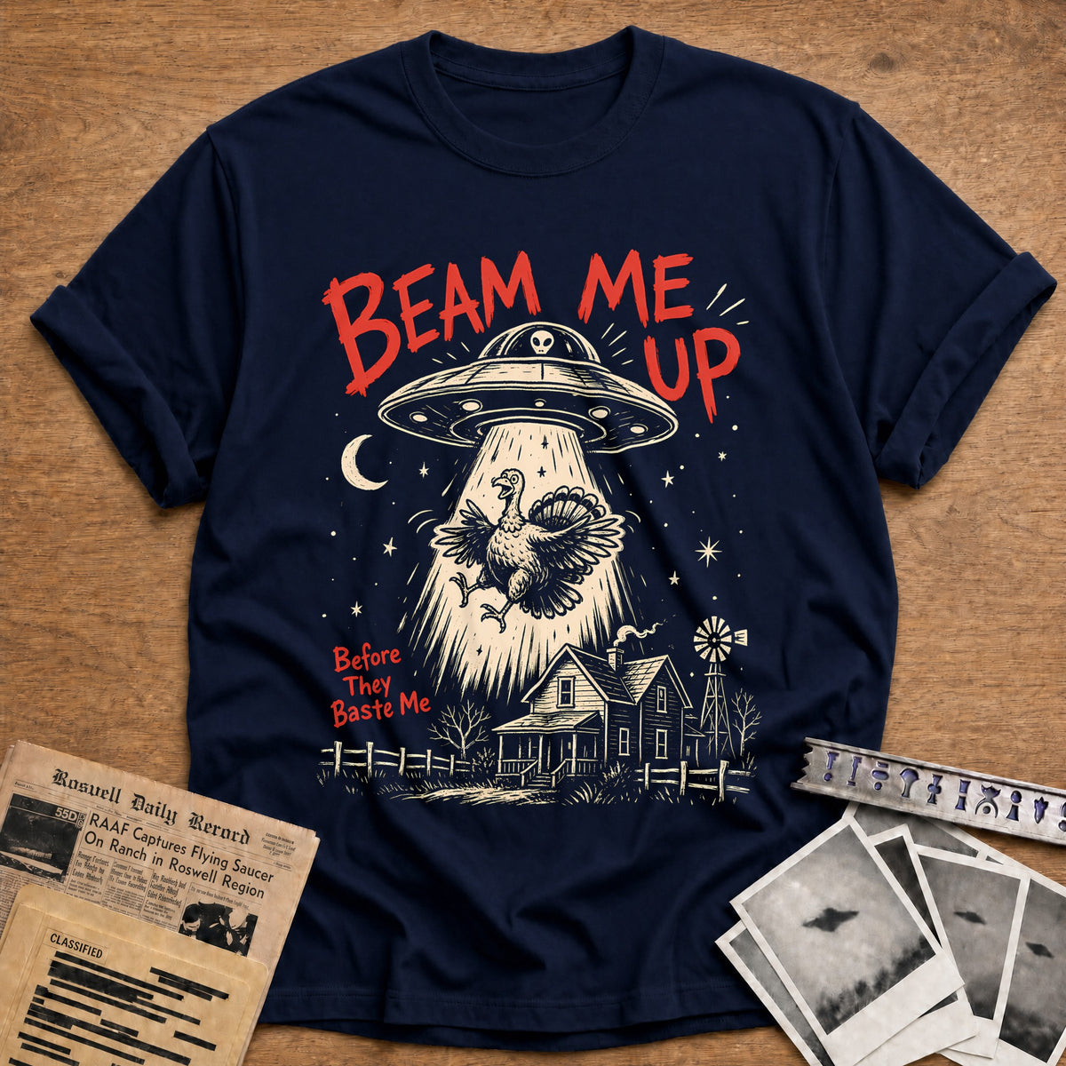 Beam Me Up Before They Baste Me 1 T-Shirt - Navy