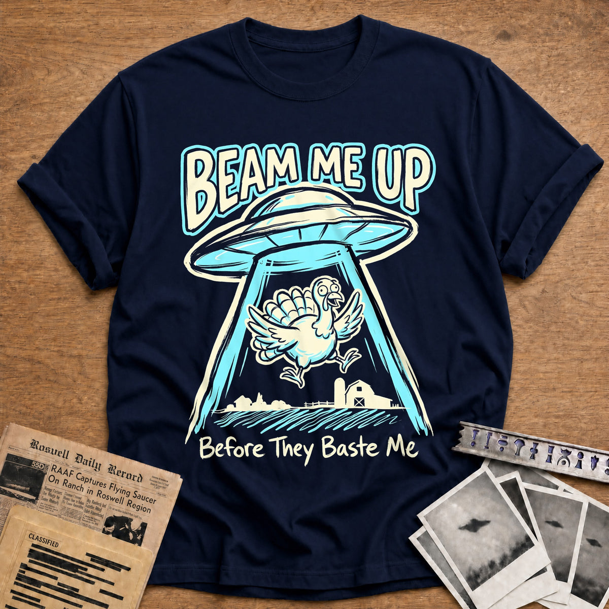 Beam Me Up Before They Baste Me 12 T-Shirt - Navy