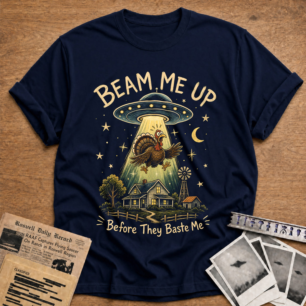 Beam Me Up Before They Baste Me 2 T-Shirt - Navy