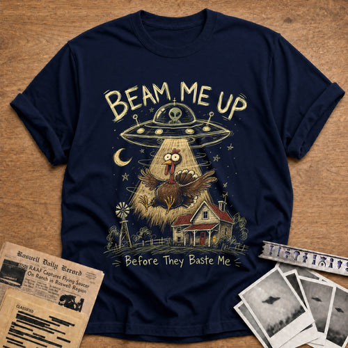 Beam Me Up Before They Baste Me 3 T-Shirt - Navy