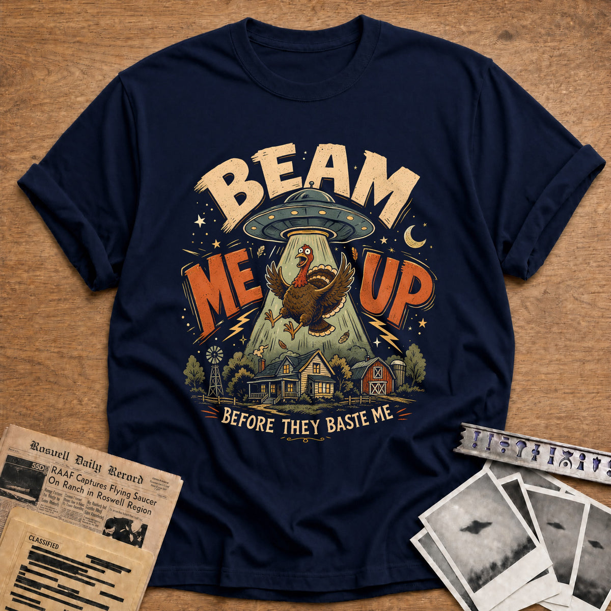 Beam Me Up Before They Baste Me 4 T-Shirt - Navy